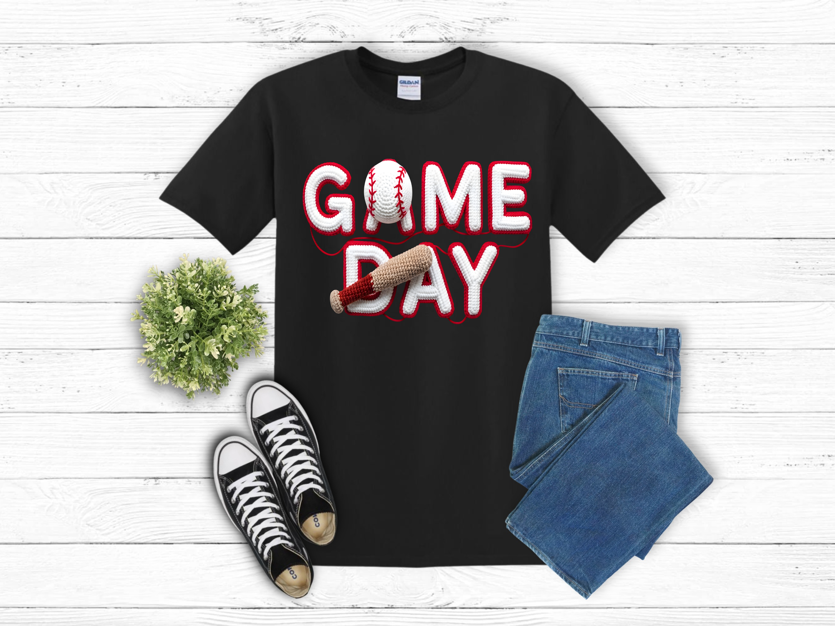 Baseball yarn Game Day tee Choice of Tee or Sweatshirt (10106)