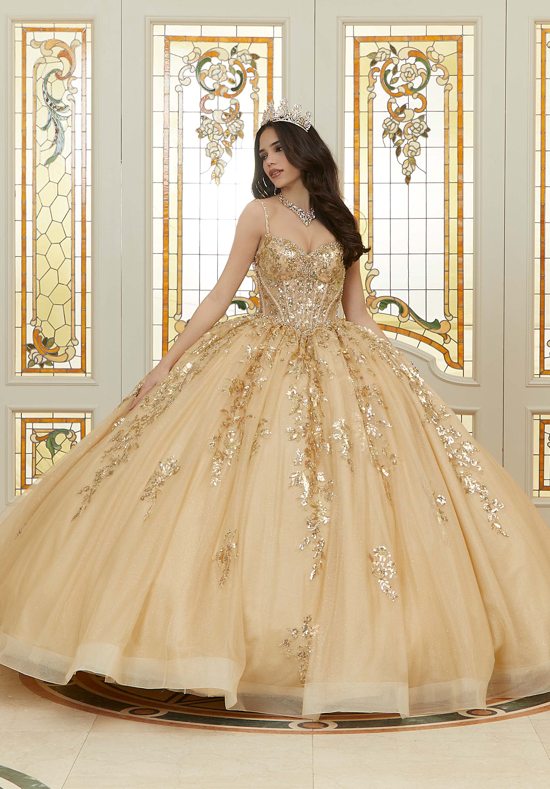 yellow gold quinceanera dresses Champagne Quinceanera Dresses Ball Gown Gold Lace Applique Beading Mexican Corse