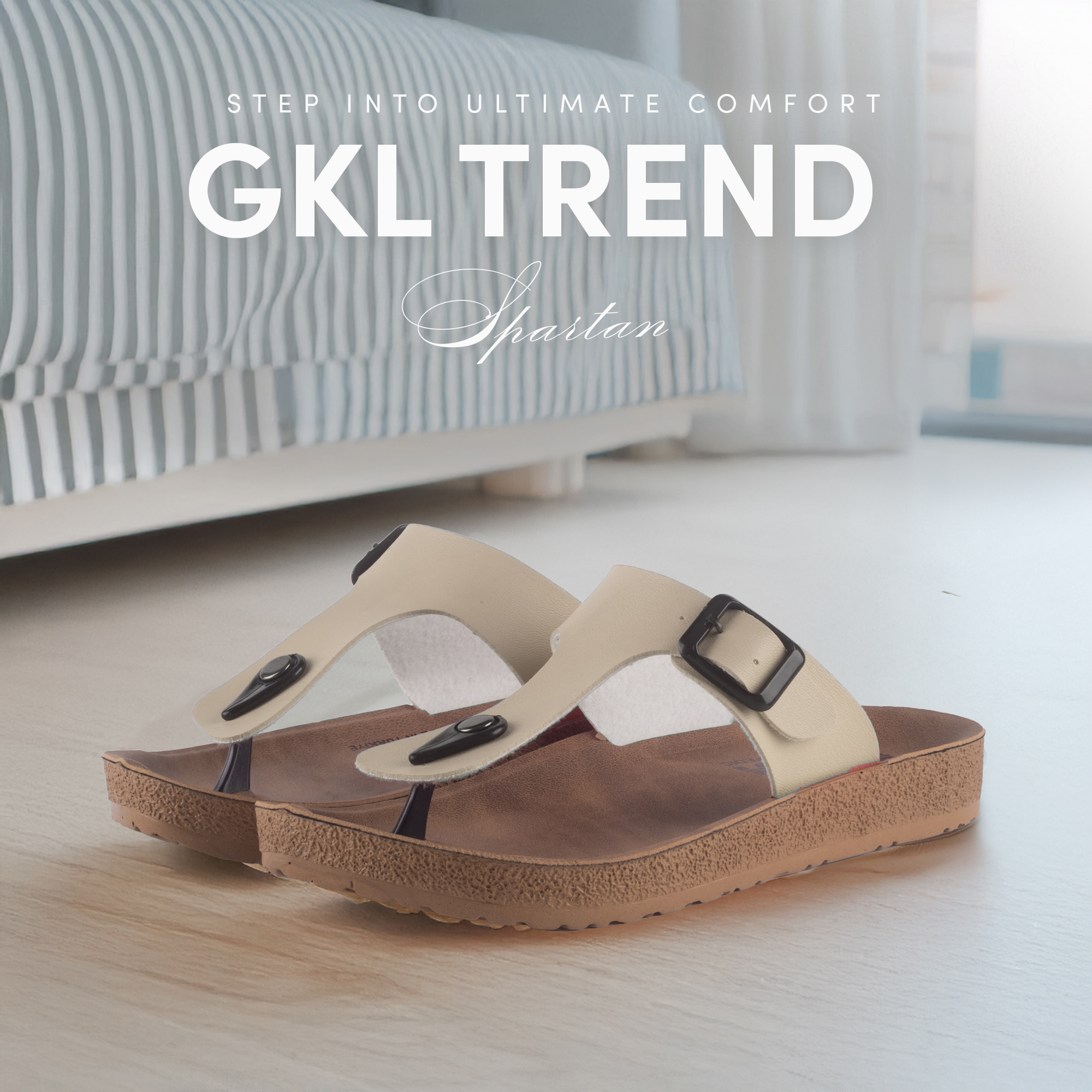 GKL T-strap Comfort Sandals Spartan Beige