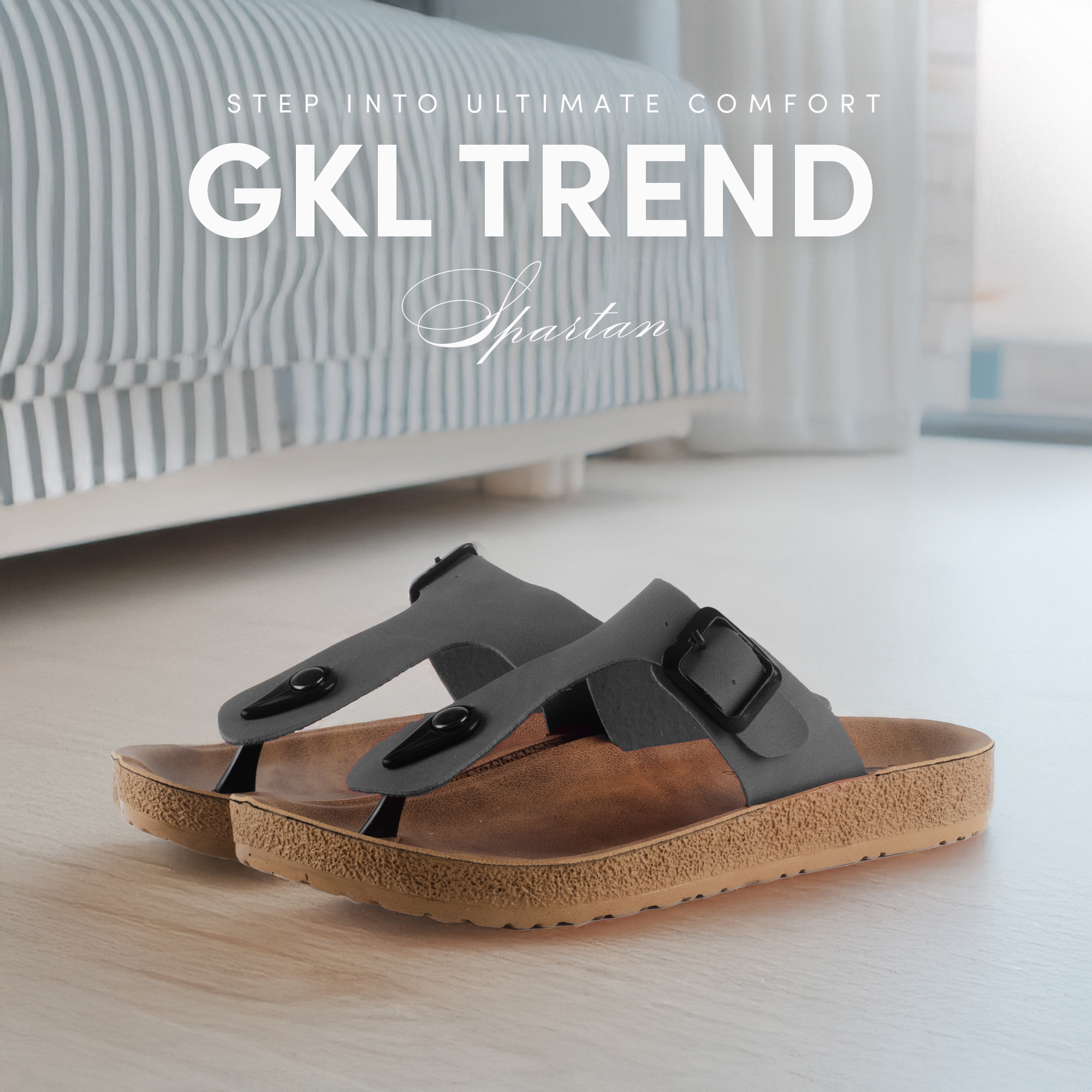GKL T-strap Comfort Sandals Spartan Grey