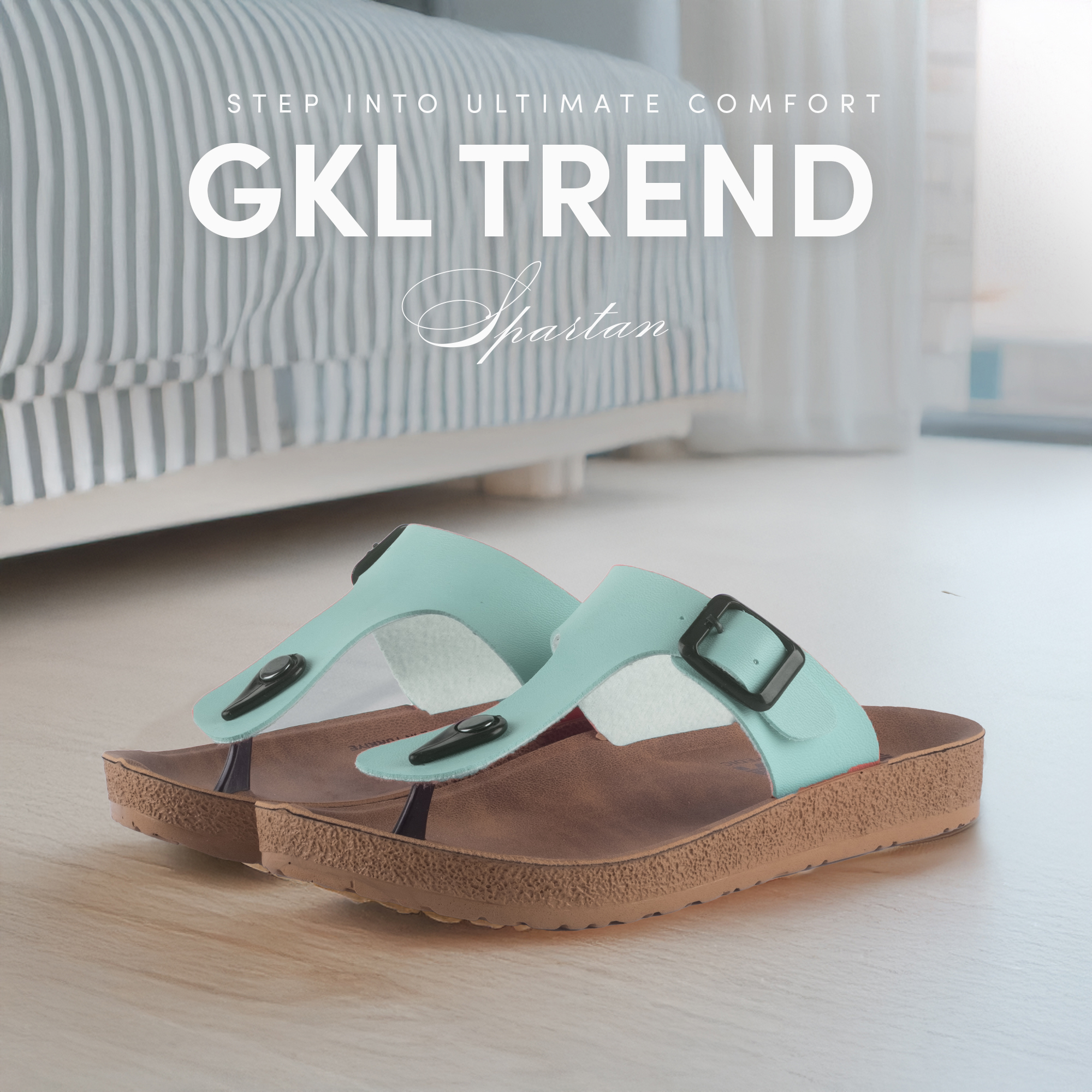 GKL T-strap Comfort Sandals Spartan Water Green
