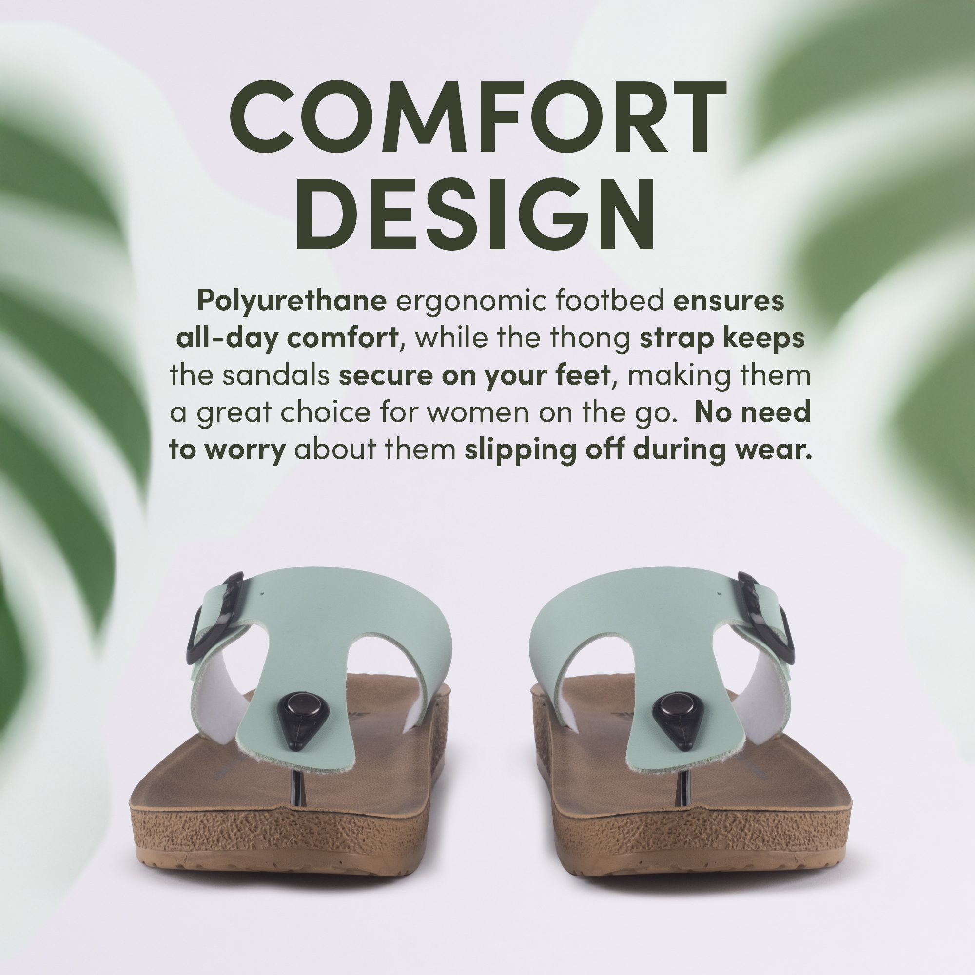 GKL T-strap Comfort Sandals Spartan Water Green