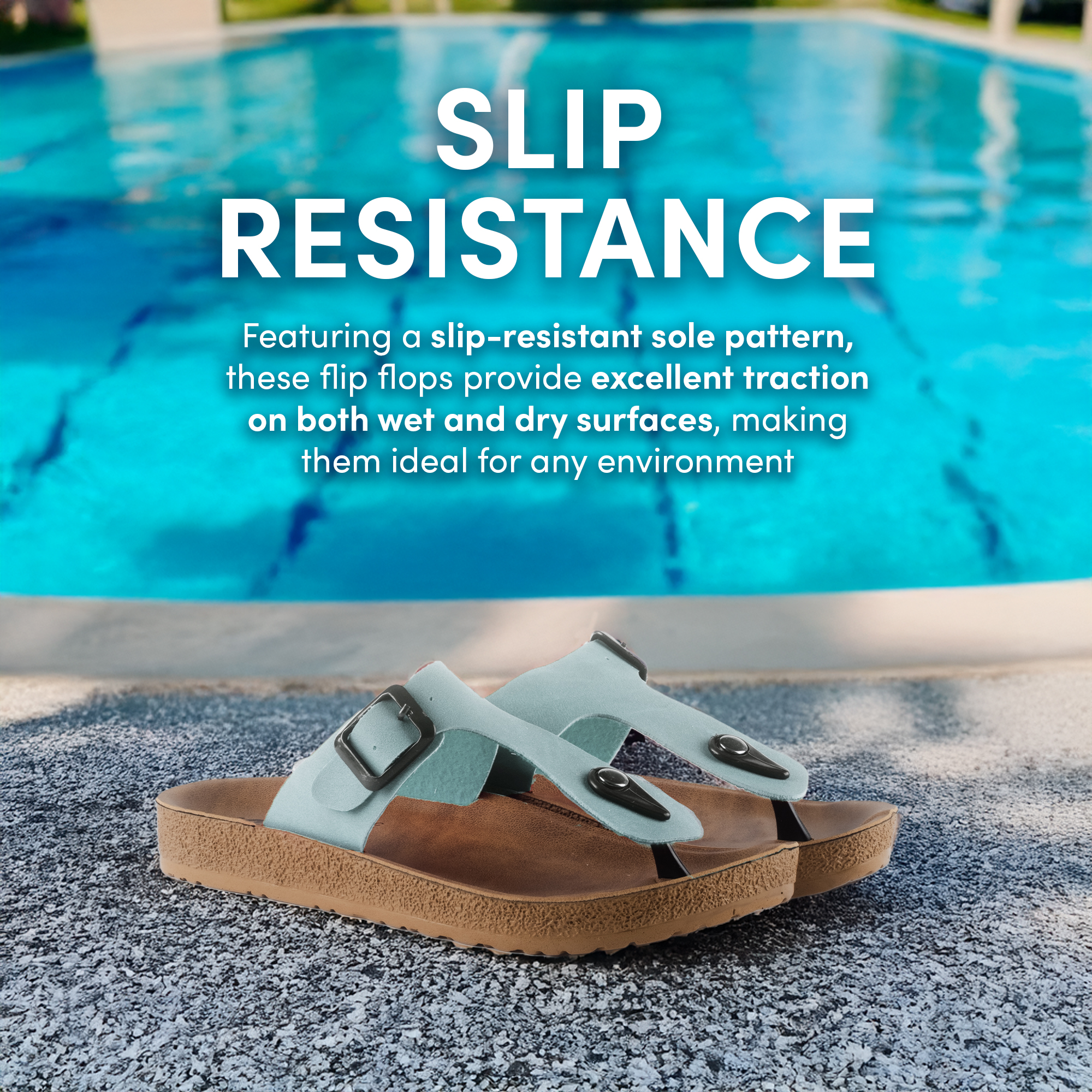 GKL T-strap Comfort Sandals Spartan Water Green