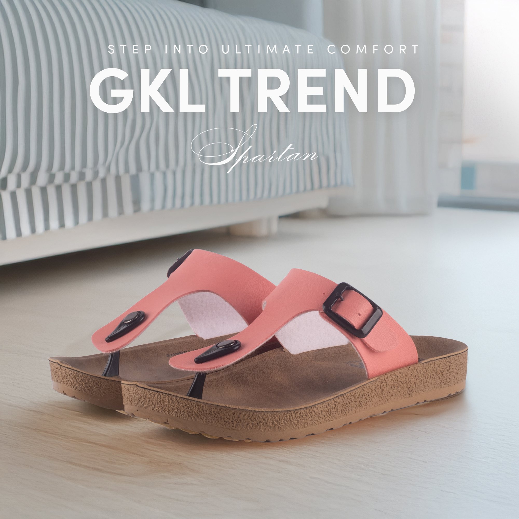 GKL T-strap Comfort Sandals Spartan Pastel Pink 