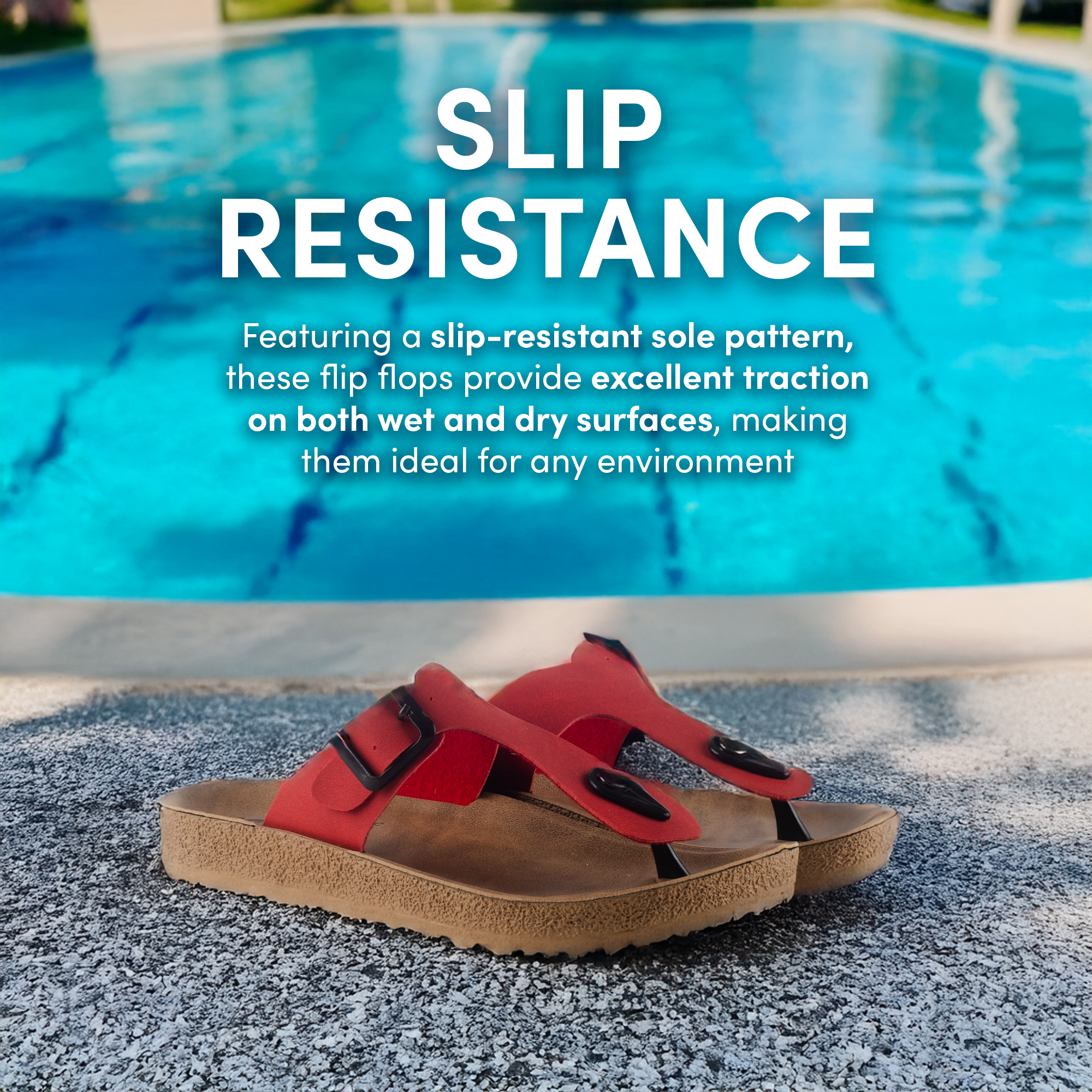 GKL T-strap Comfort Sandals Spartan Red 