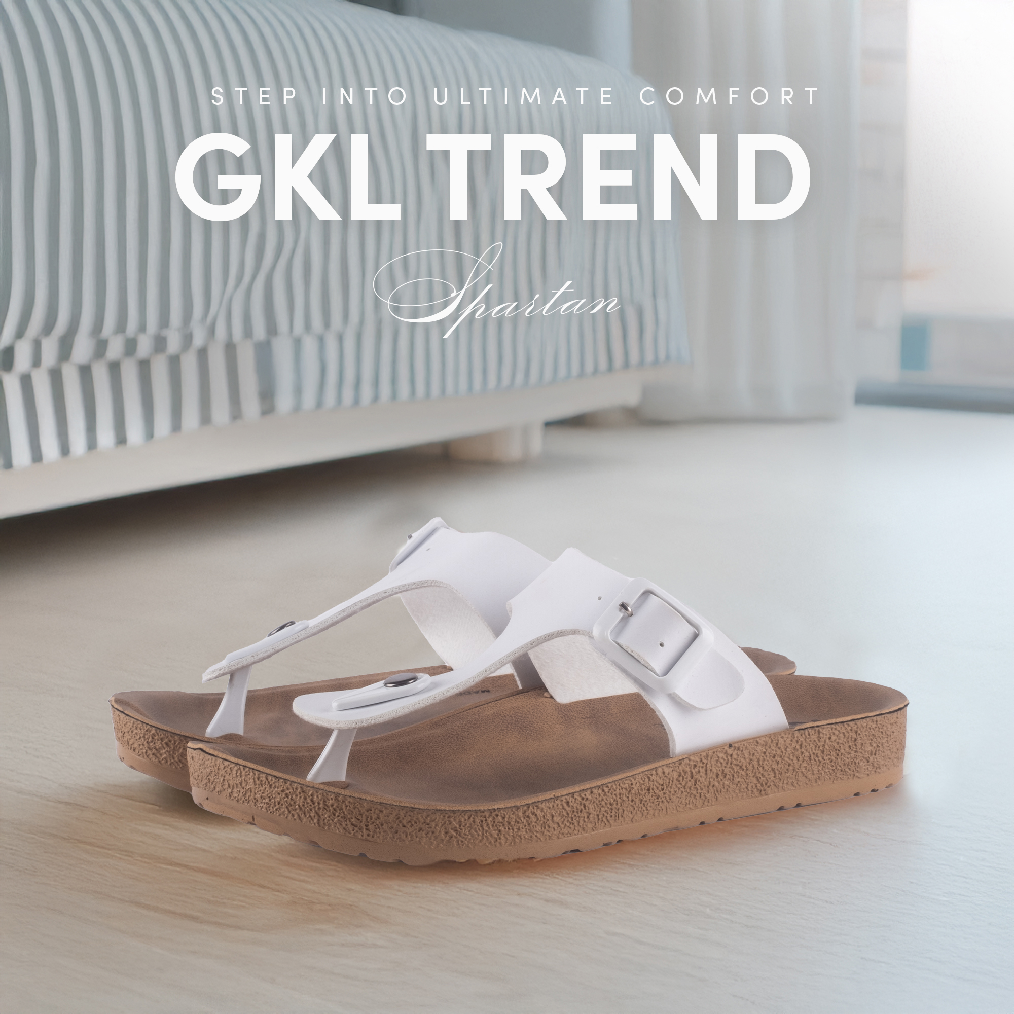 GKL T-strap Comfort Sandals Spartan White