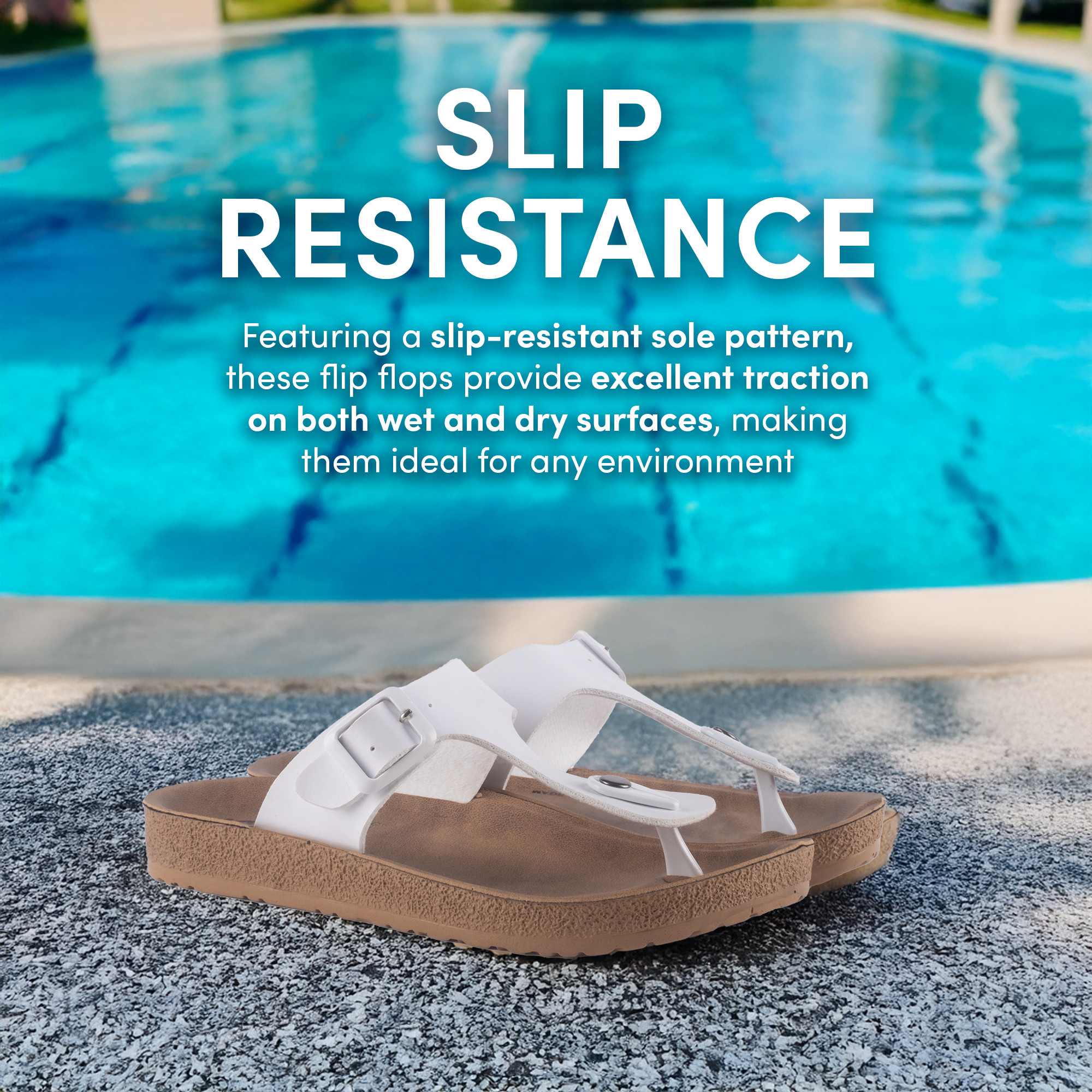 GKL T-strap Comfort Sandals Spartan White