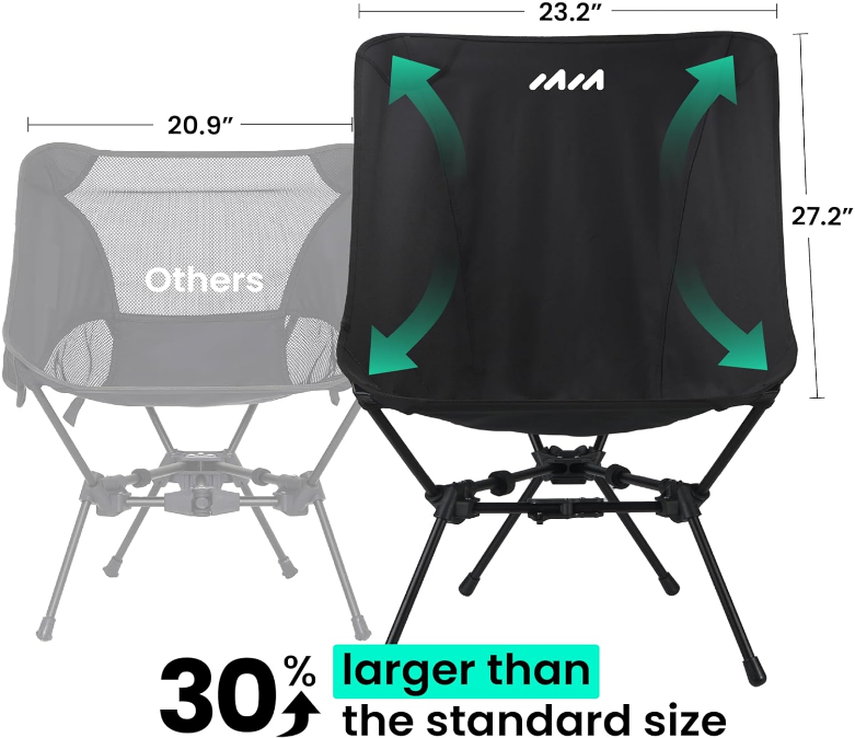 UltraPort Camping Chair for Adults, Plus-Size Friendly Compact Folding Camping Chair, Portable Camp Chair for Camping, Hiking, Picnic, Easy Setup, Supports 330 lbs