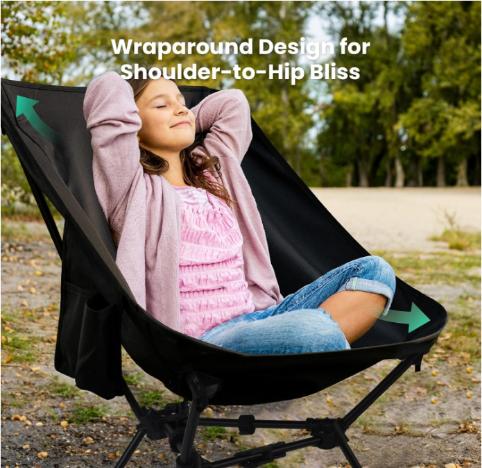 UltraPort Camping Chair for Adults, Plus-Size Friendly Compact Folding Camping Chair, Portable Camp Chair for Camping, Hiking, Picnic, Easy Setup, Supports 330 lbs