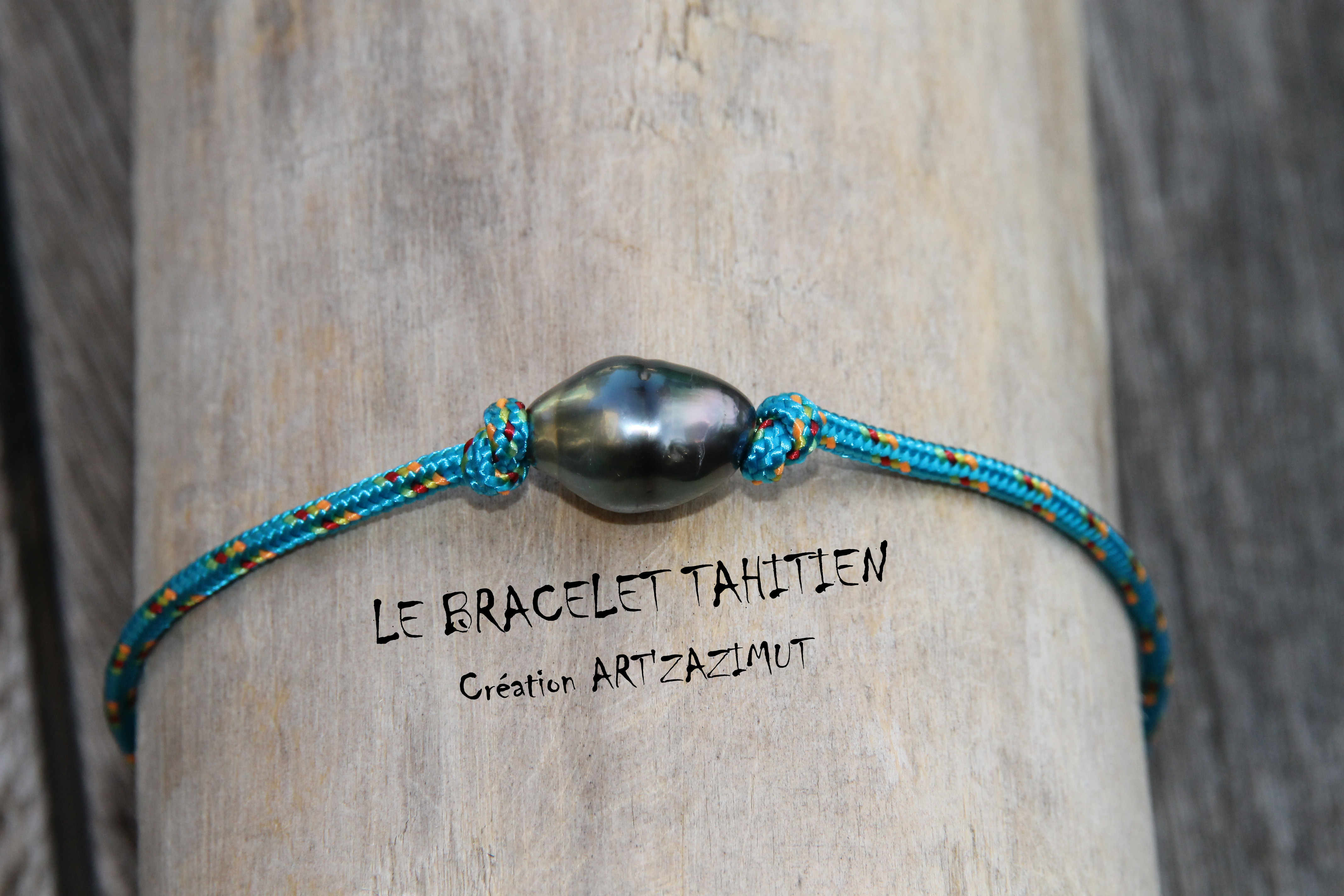 Bracelet Tahitien perle Baroque cordon marin