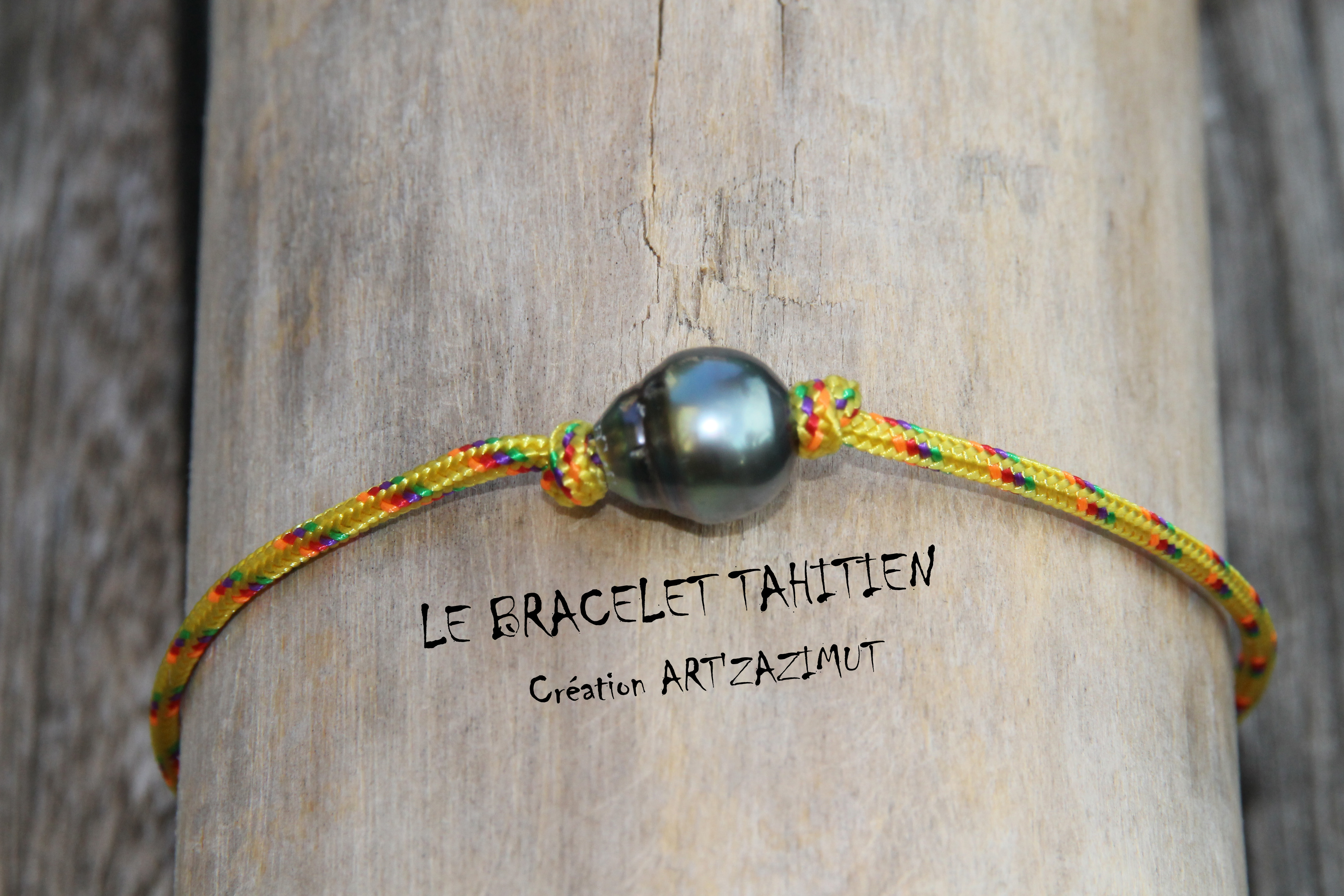 Bracelet Tahitien perle Baroque cordon marin