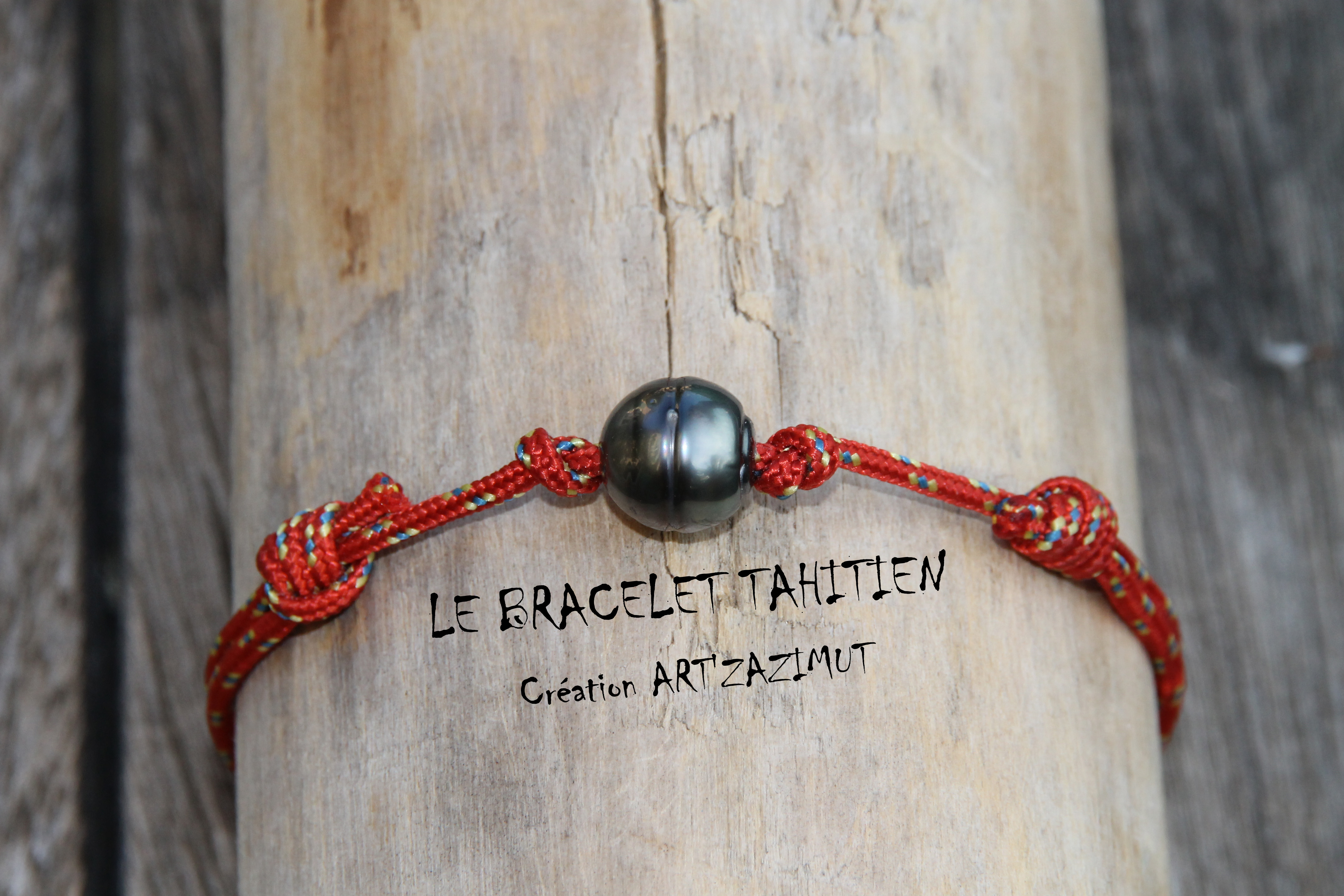 Bracelet Tahitien perle Ronde cordon marin