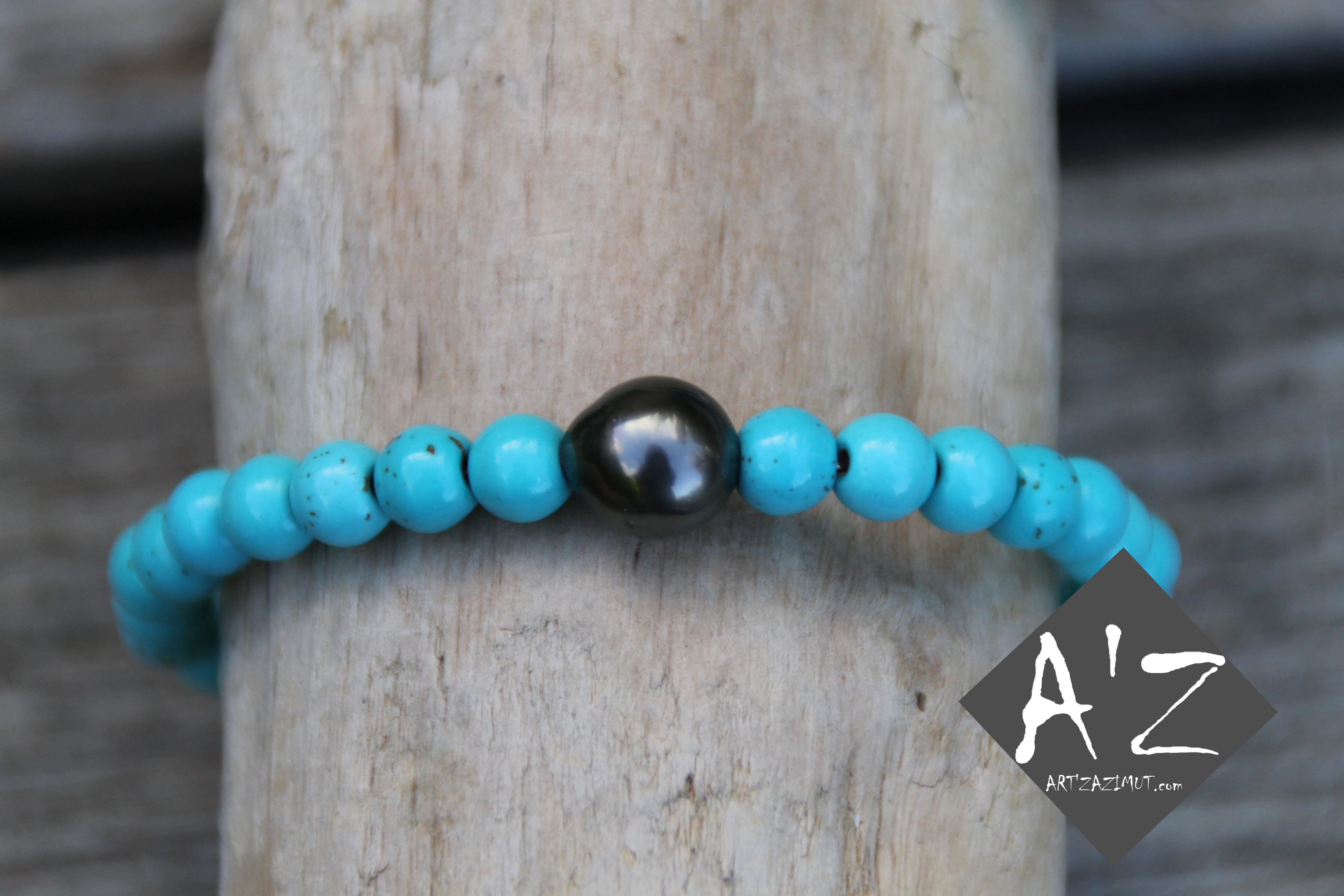 perle de Tahiti et turquoise