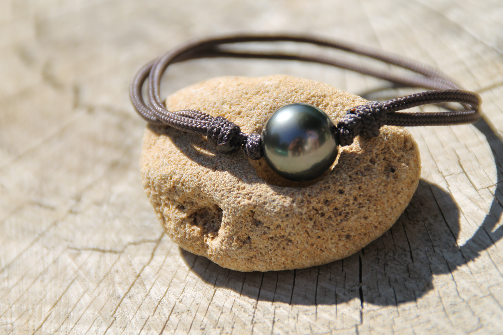 Bracelet Tahitien perle Ronde cordon simple