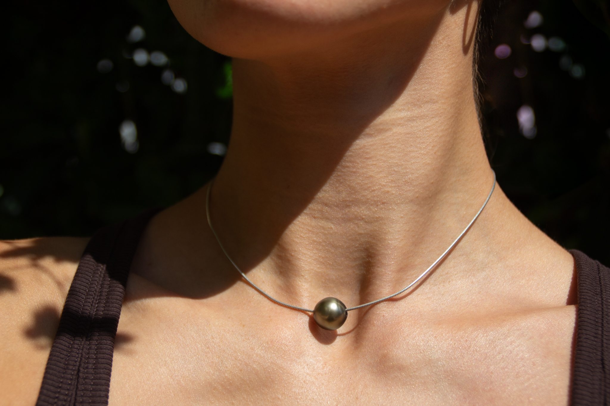 Perle de Tahiti Ronde chaine Argent