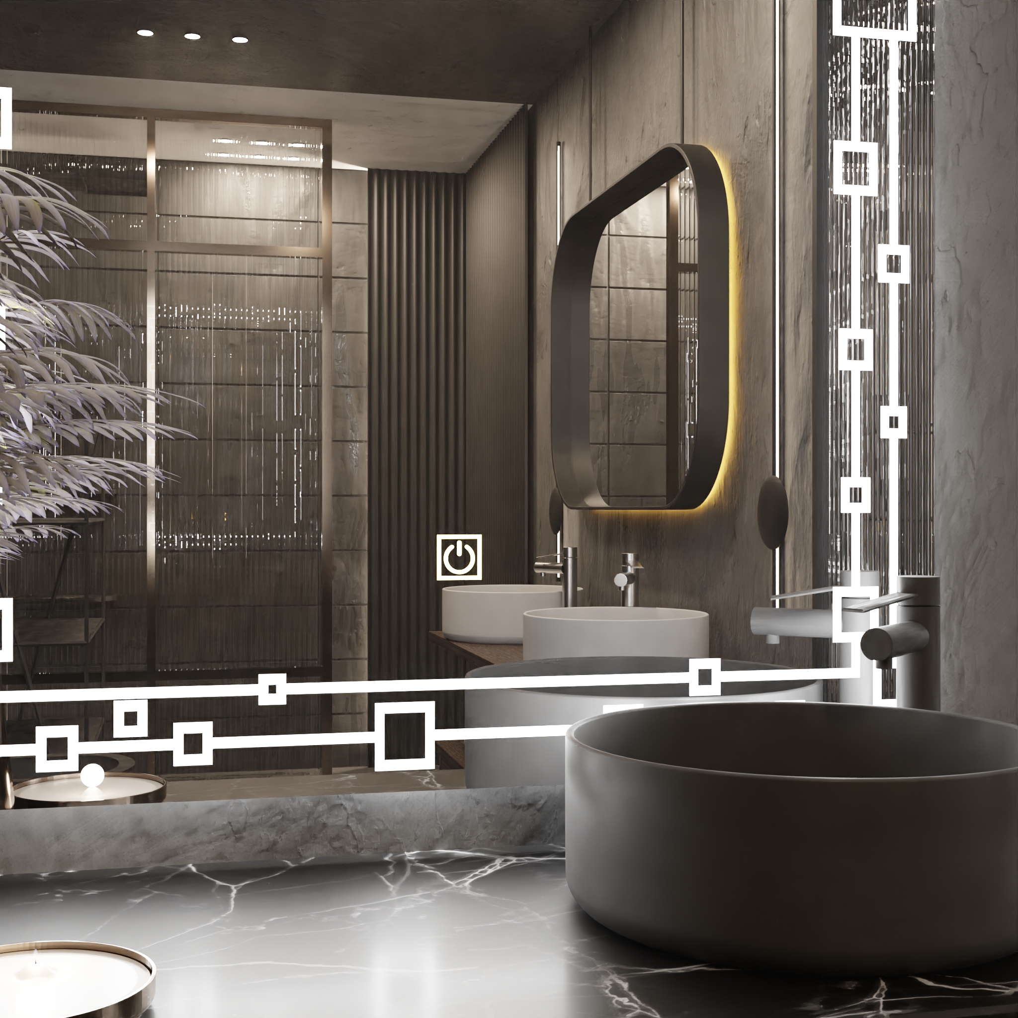 Pasqyre Modeli TOWNSQUARE me Dekor LED dhe Touch Sensor