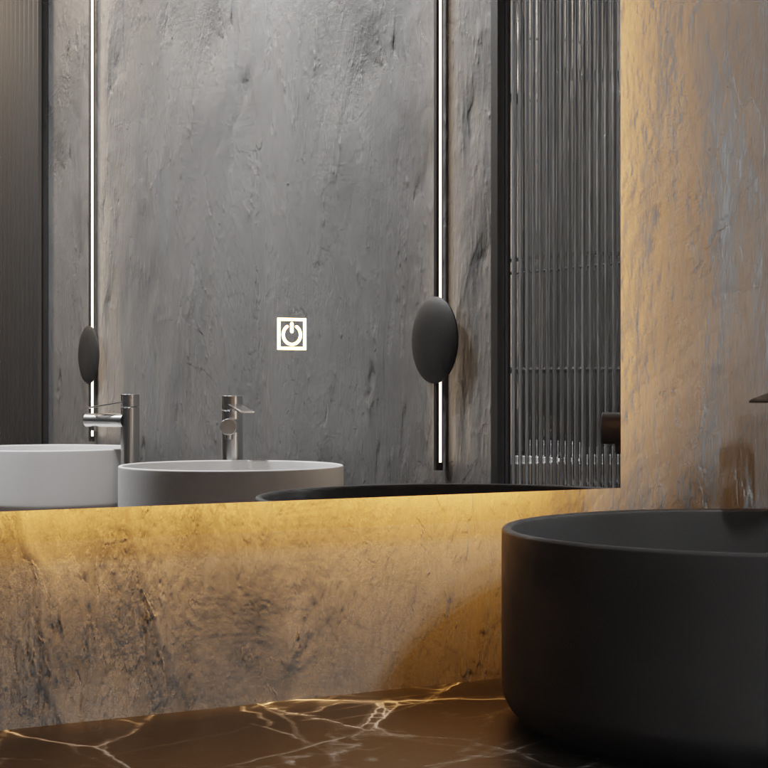 Pasqyre Drejtkëndore Vertikal me LED the Touch Sensor