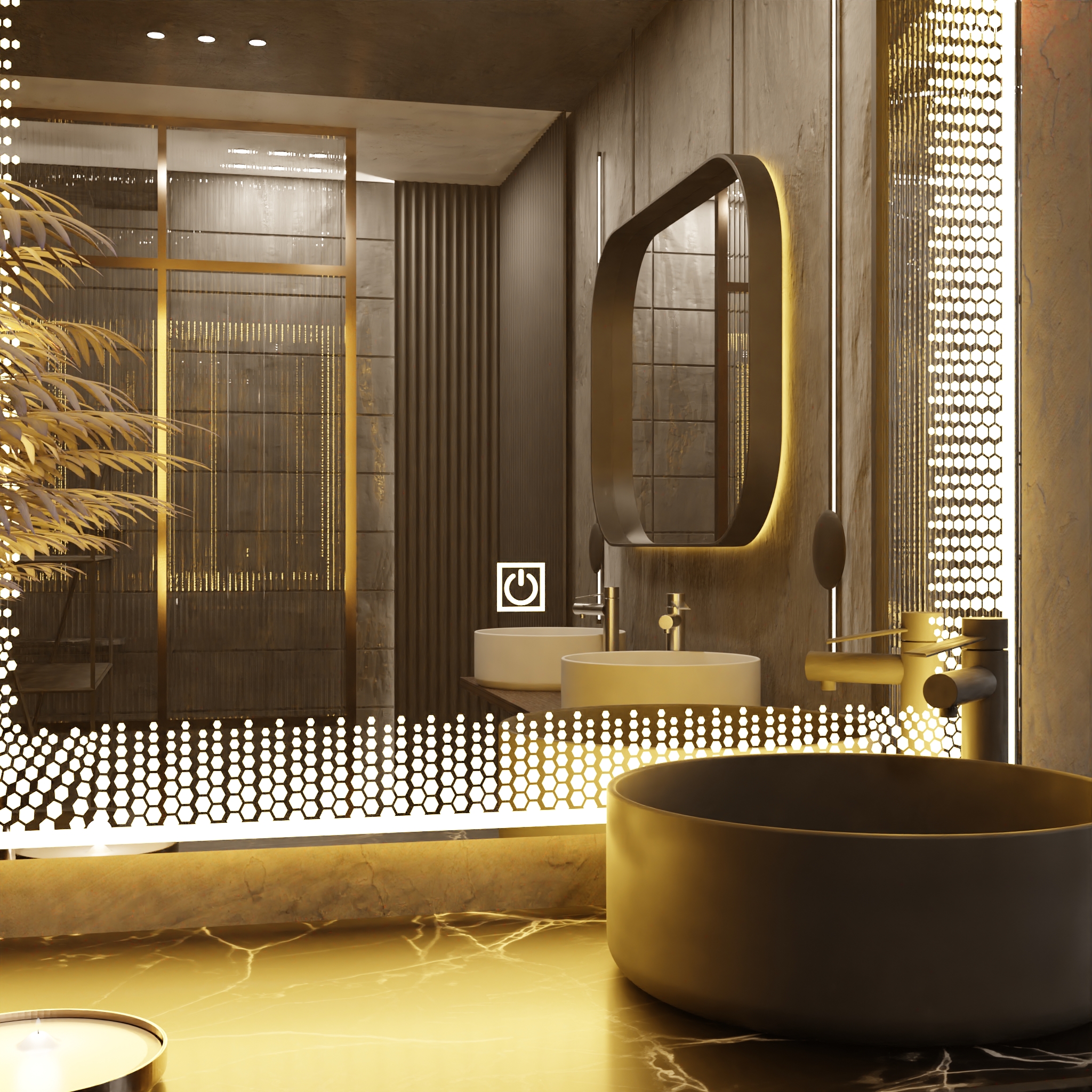 Pasqyre Modeli HIVE me Dekor LED dhe Touch Sensor