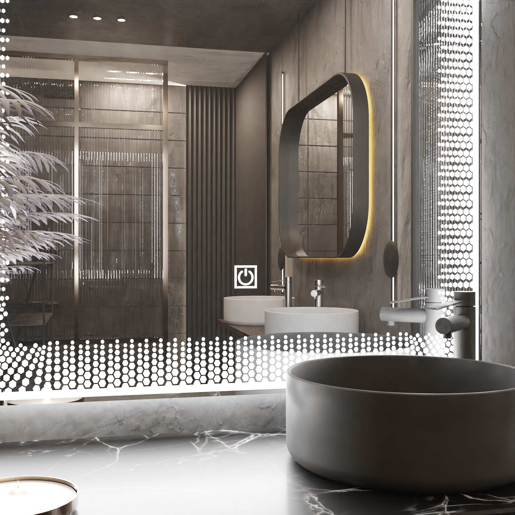 Pasqyre Modeli HIVE me Dekor LED dhe Touch Sensor