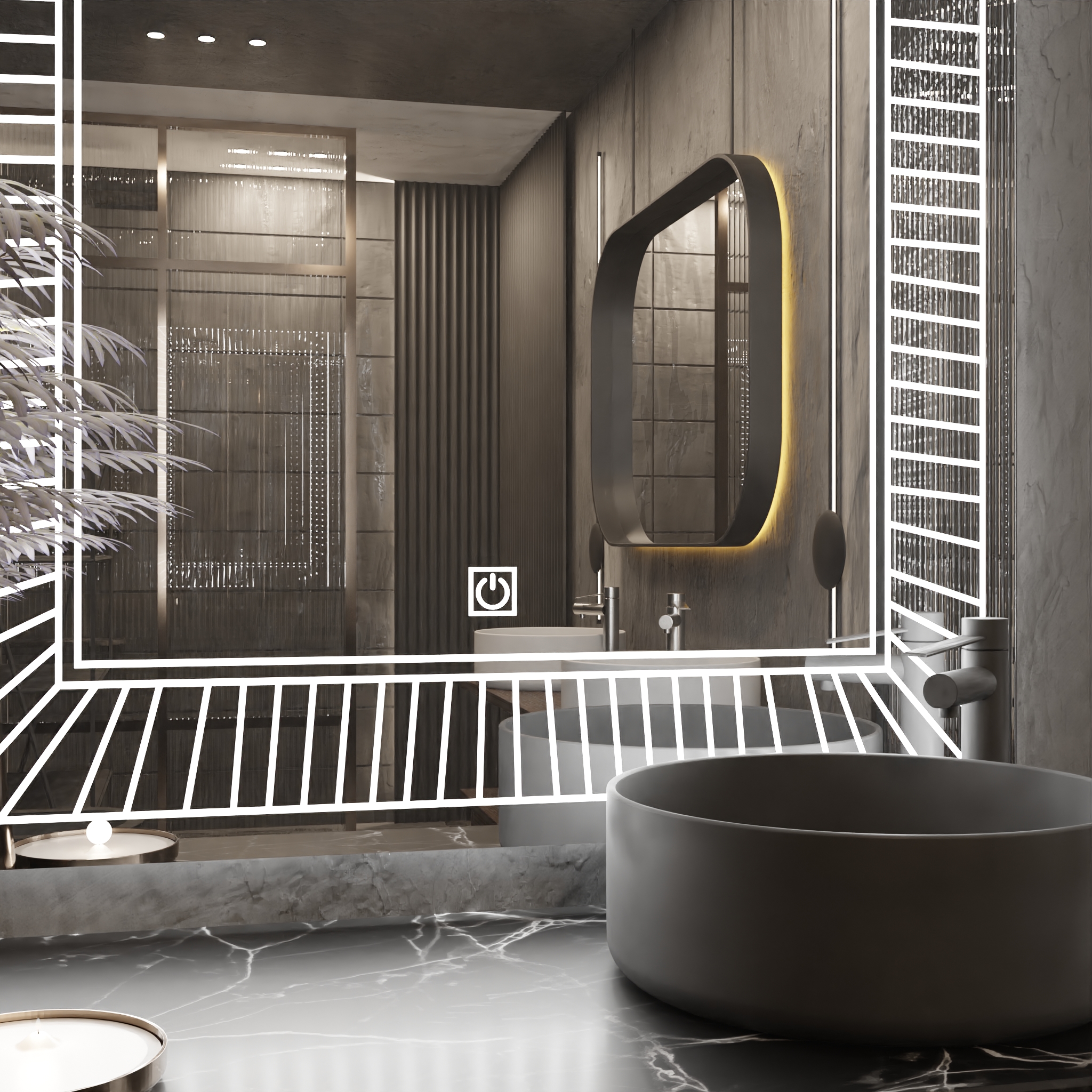 Pasqyre Modeli DIELL me Dekor LED dhe Touch Sensor