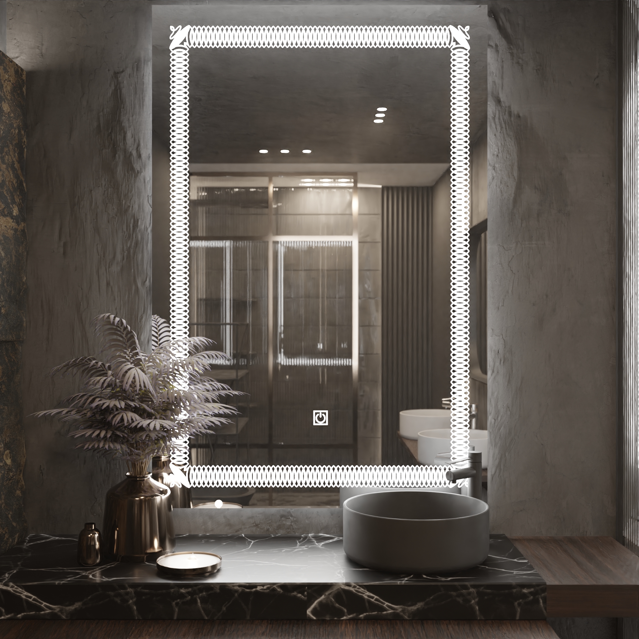 Pasqyre Modeli Ornamental 003.3 me Dekor LED dhe Touch Sensor