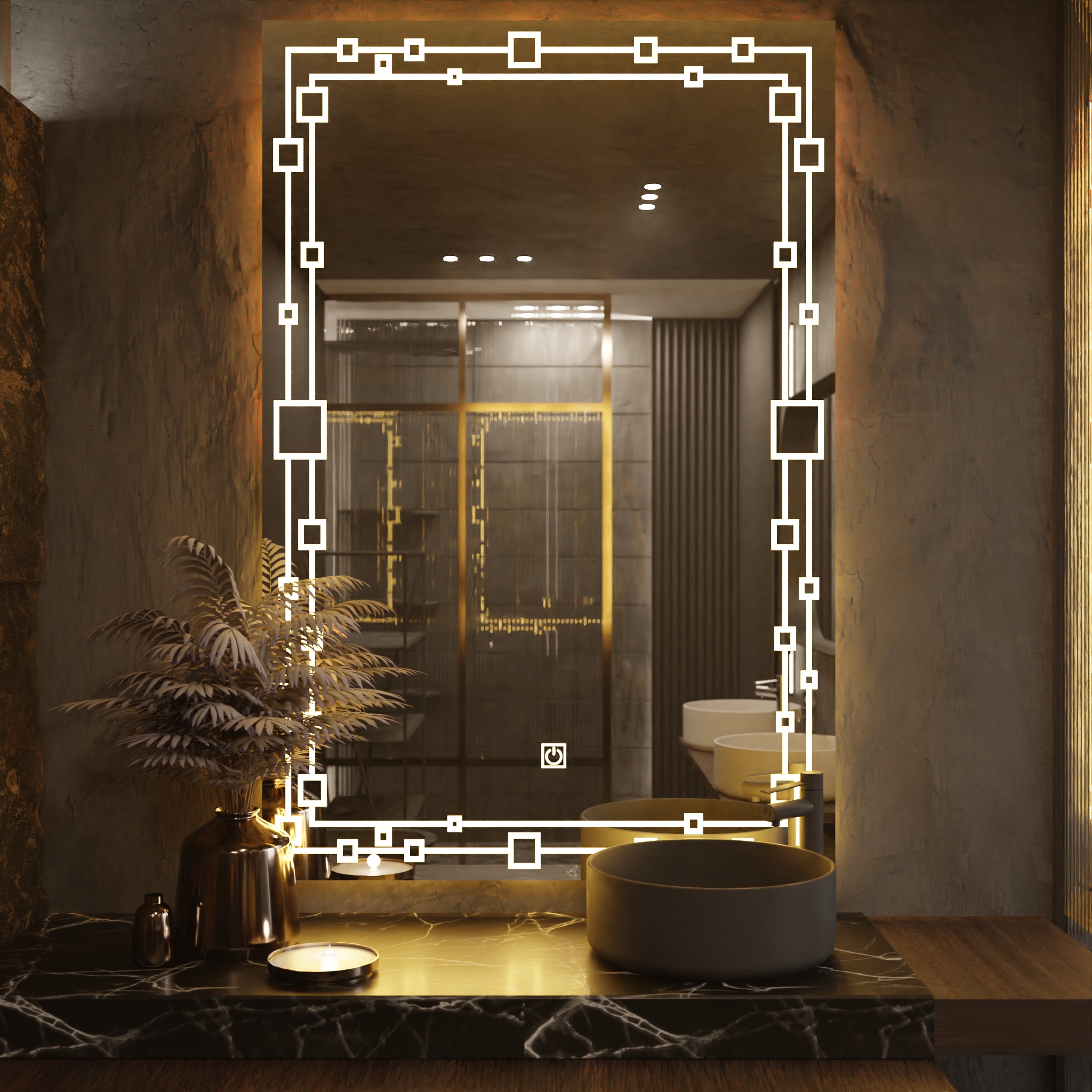 Pasqyre Modeli TOWNSQUARE me Dekor LED dhe Touch Sensor