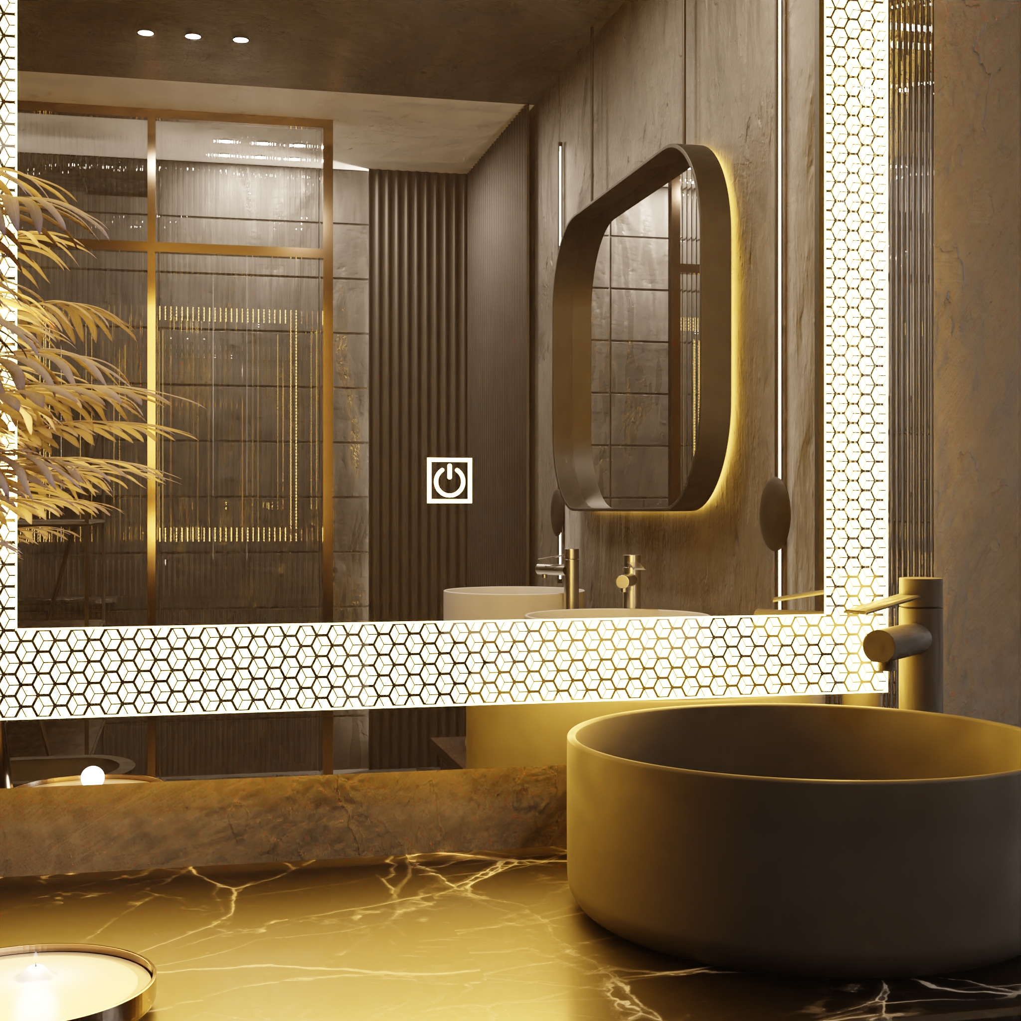 Pasqyre Modeli 6Kendesh me Dekor LED dhe Touch Sensor