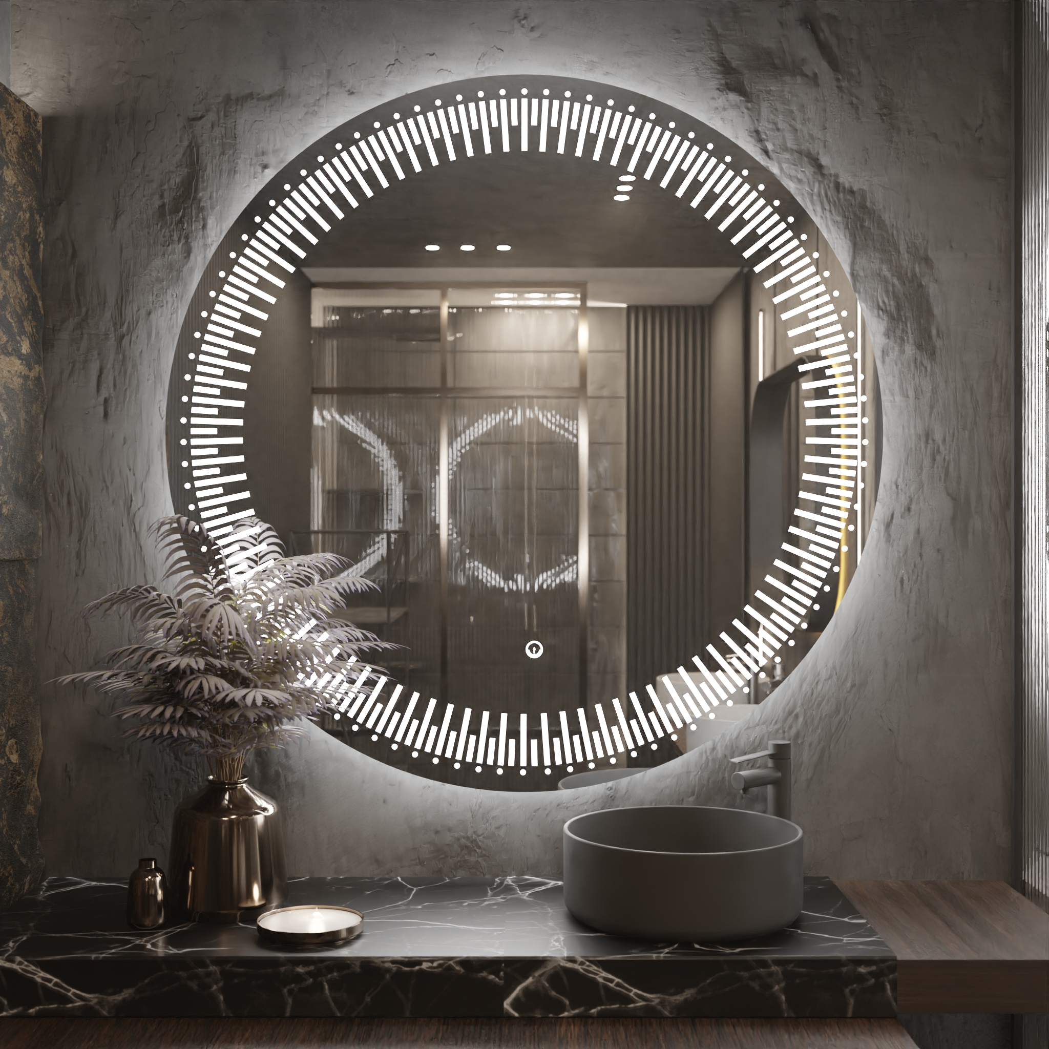 Pasqyre Rrethore Modeli "i" me Dekor LED dhe Touch Sensor