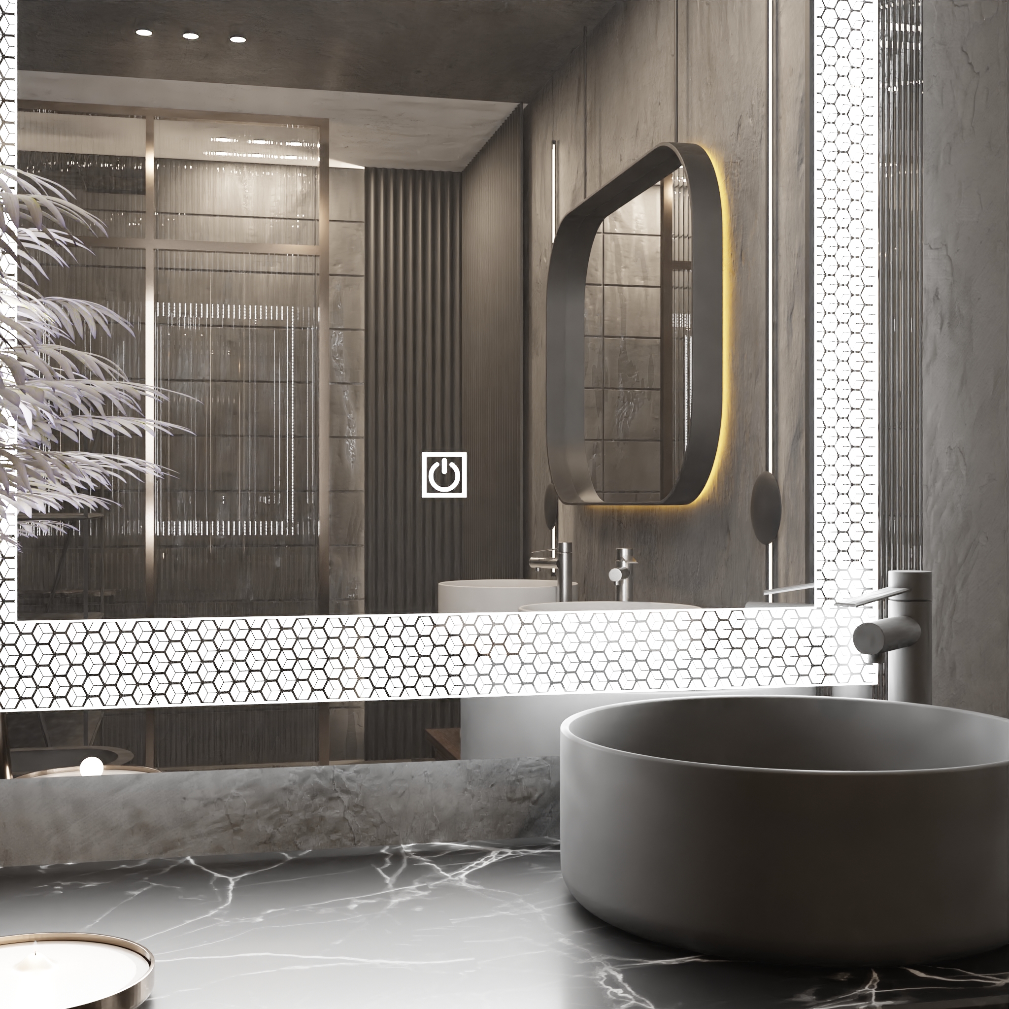 Pasqyre Modeli 6Kendesh me Dekor LED dhe Touch Sensor