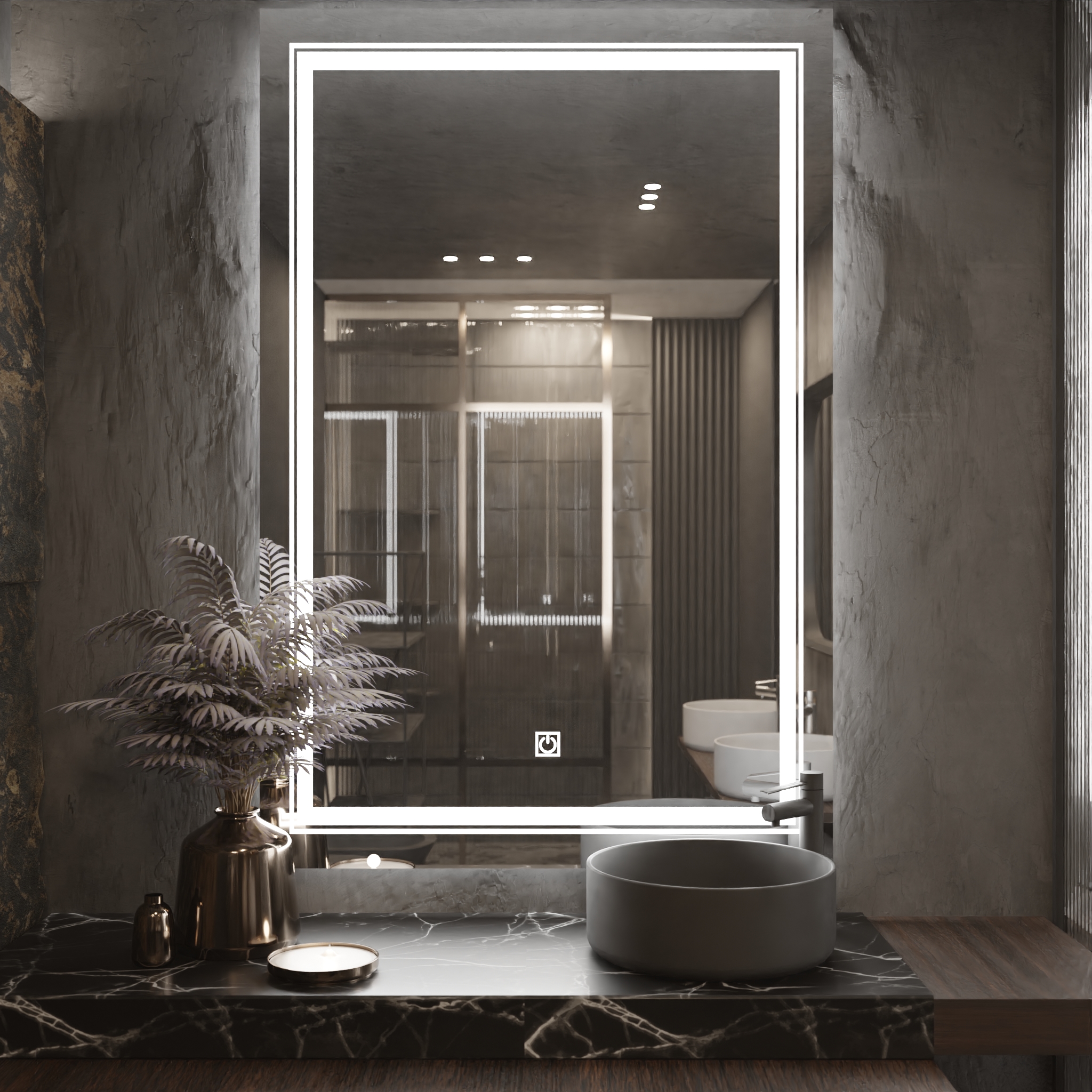 Pasqyre Modeli Pin Minimalistic me Dekor LED dhe Touch Sensor