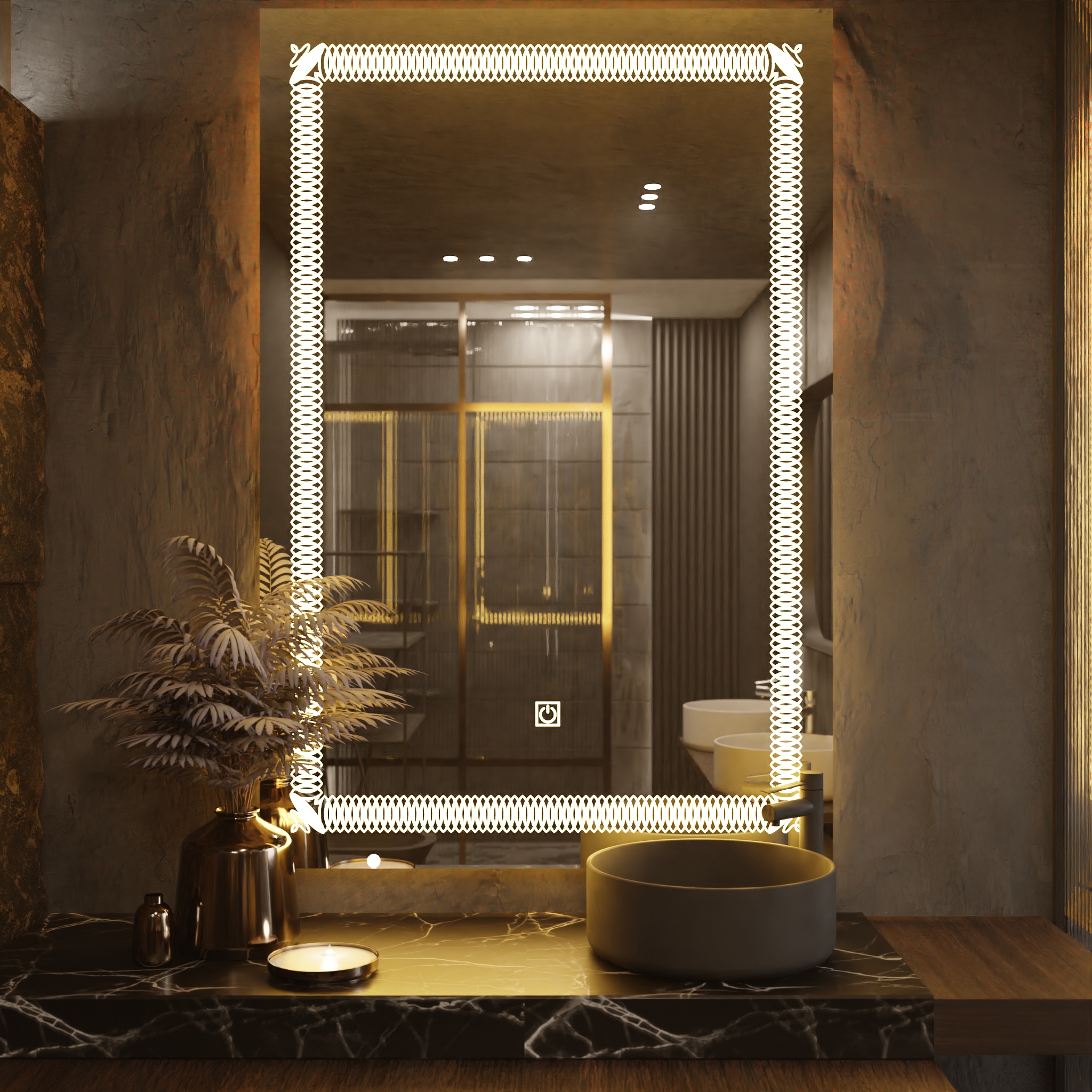 Pasqyre Modeli Ornamental 003.3 me Dekor LED dhe Touch Sensor