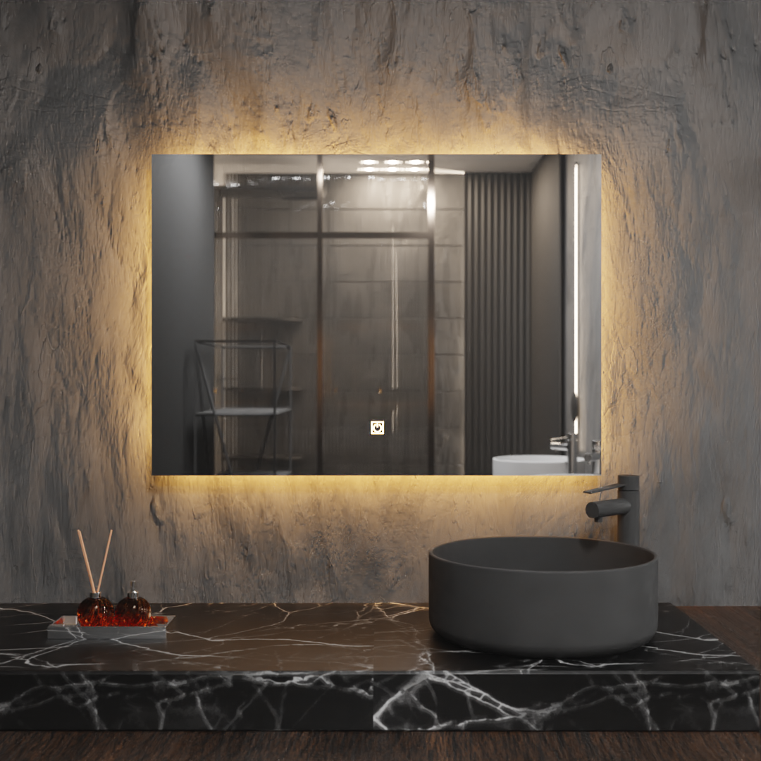 Pasqyre Drejtkëndore Horizontal me LED the Touch Sensor