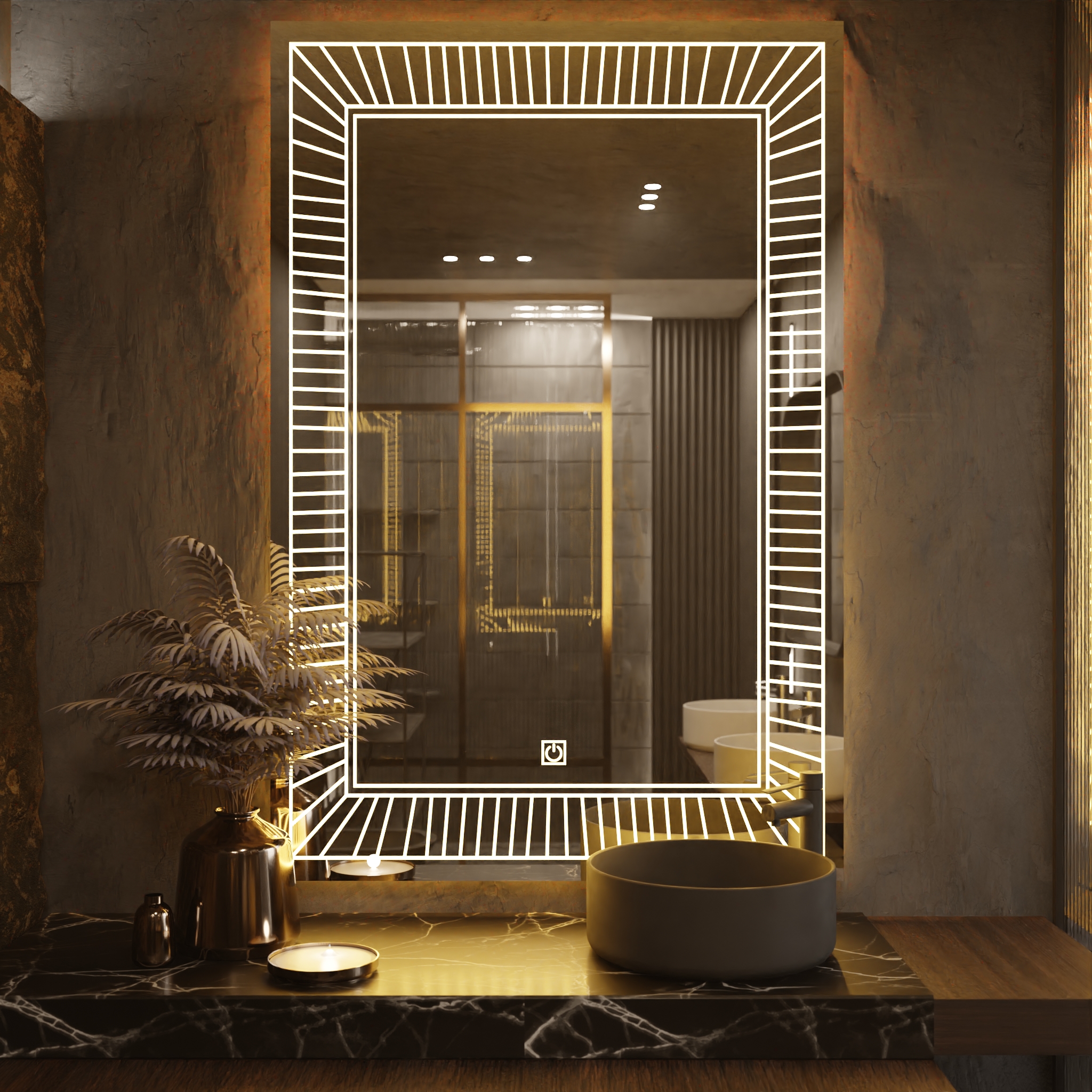 Pasqyre Modeli DIELL me Dekor LED dhe Touch Sensor