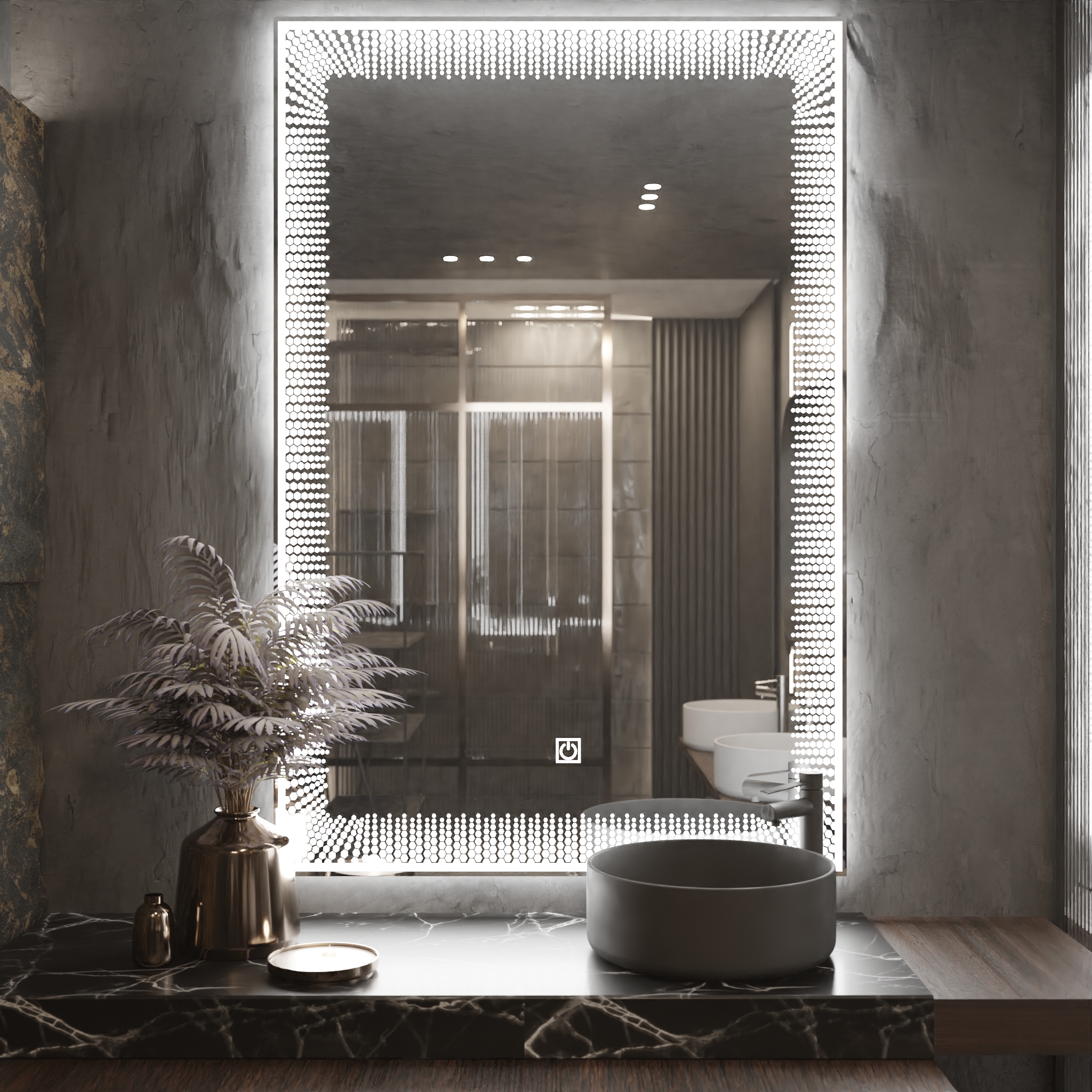 Pasqyre Modeli HIVE me Dekor LED dhe Touch Sensor