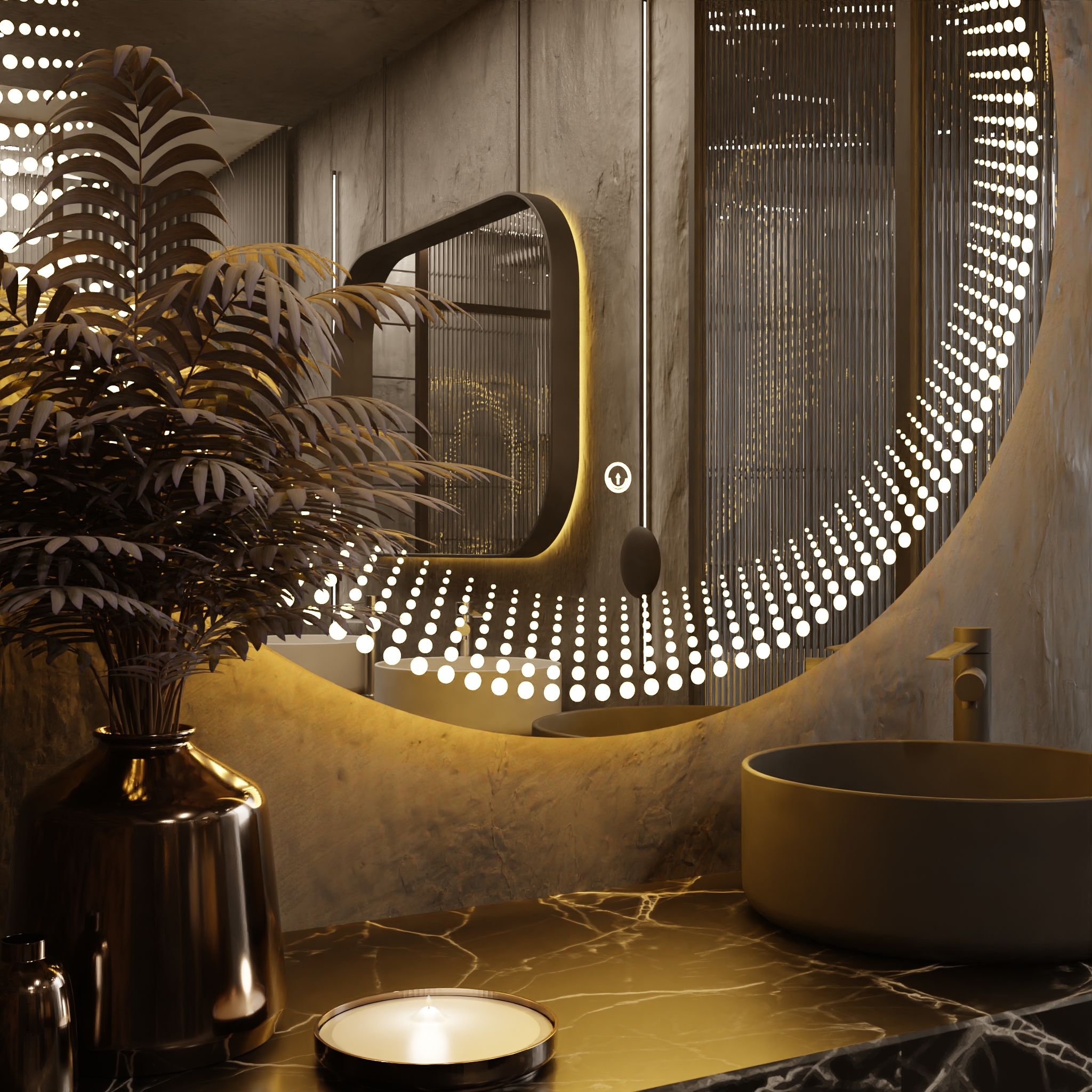 Pasqyre Rrethore Modeli PIKA me Dekor LED dhe Touch Sensor