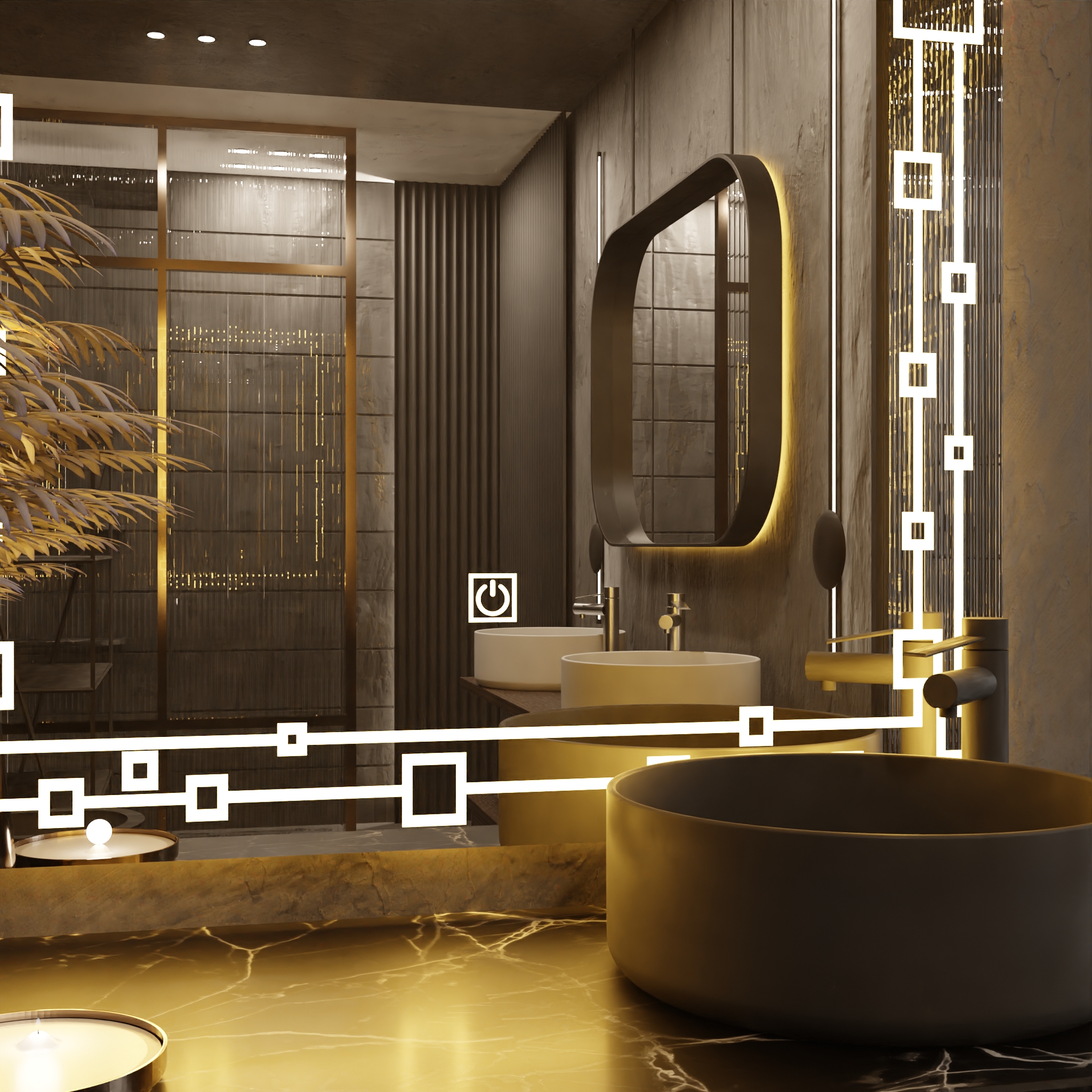 Pasqyre Modeli TOWNSQUARE me Dekor LED dhe Touch Sensor