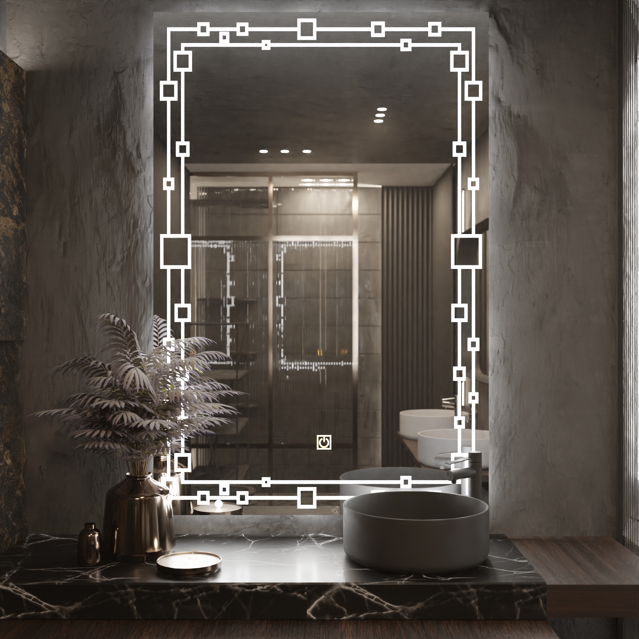 Pasqyre Modeli TOWNSQUARE me Dekor LED dhe Touch Sensor