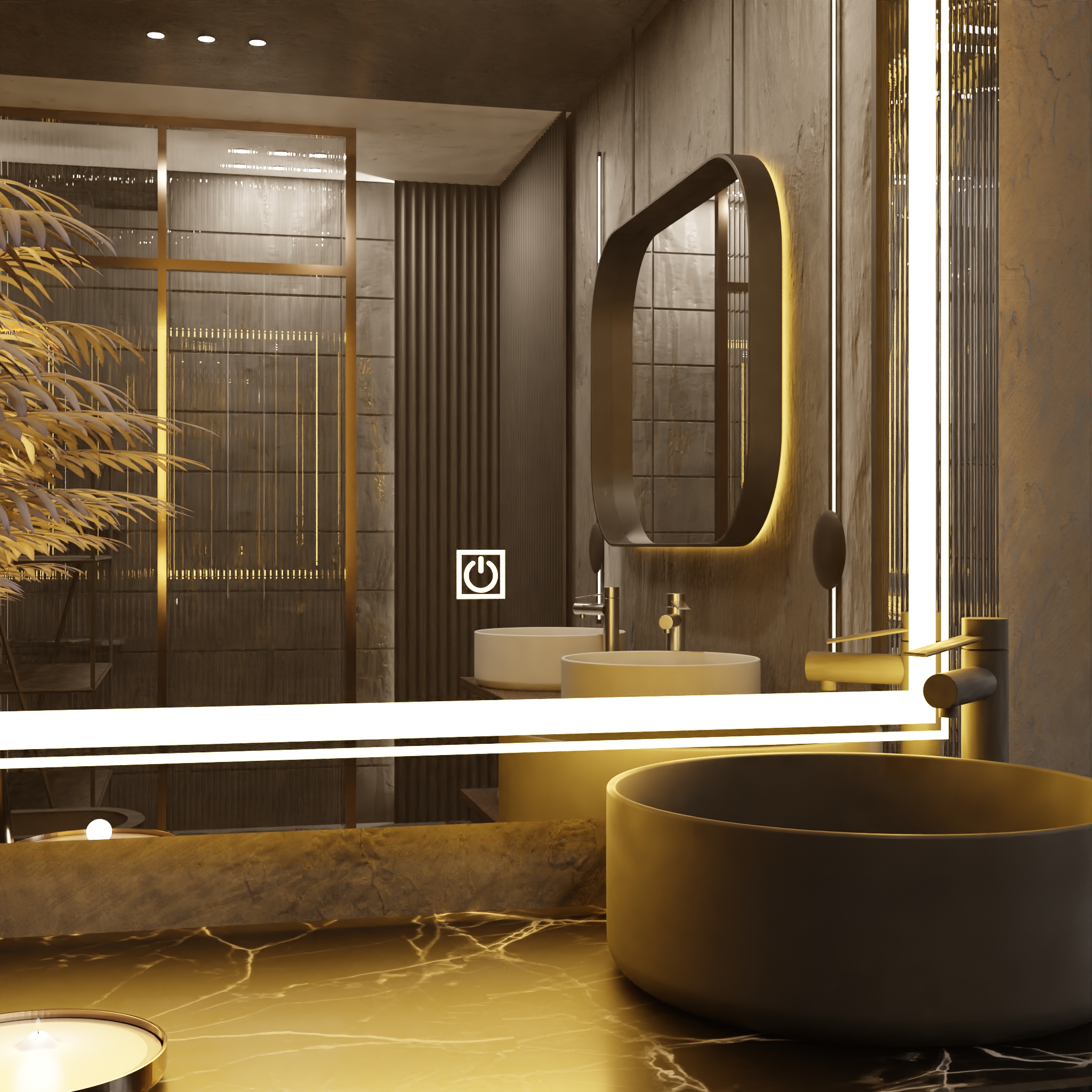 Pasqyre Modeli Pin Minimalistic me Dekor LED dhe Touch Sensor