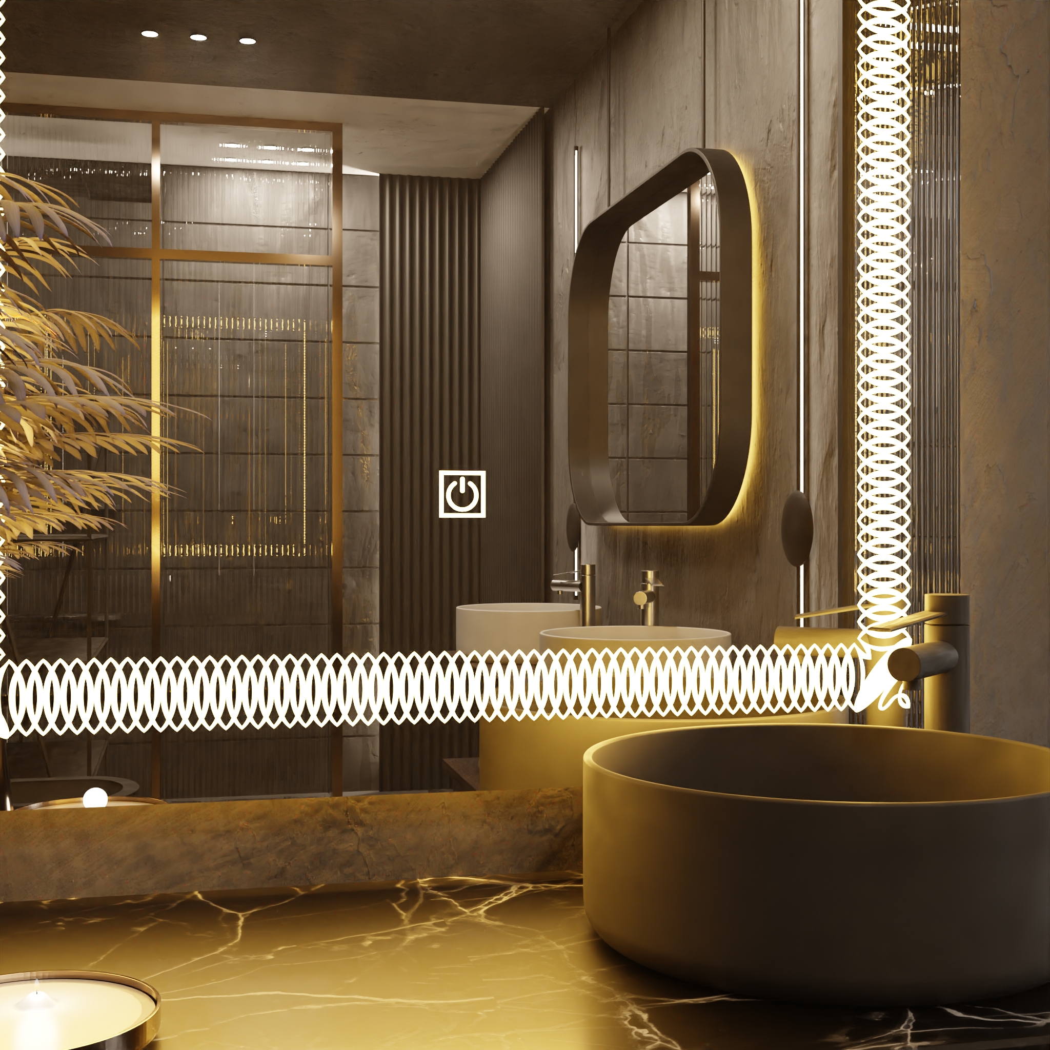 Pasqyre Modeli Ornamental 003.3 me Dekor LED dhe Touch Sensor