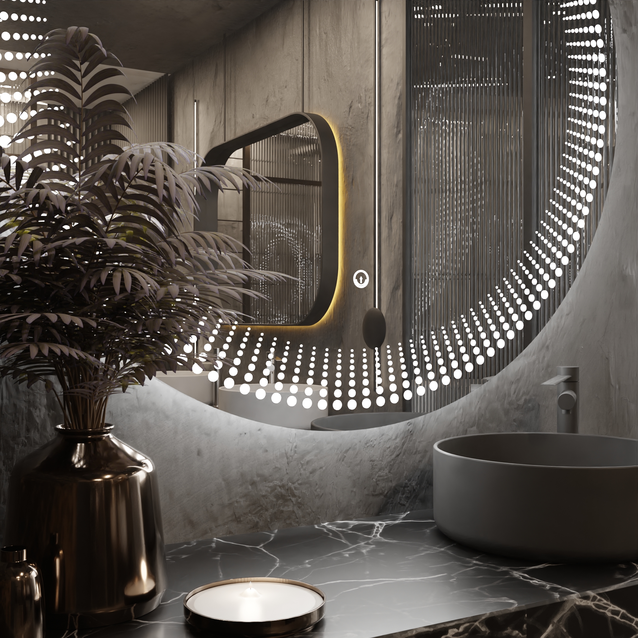 Pasqyre Rrethore Modeli PIKA me Dekor LED dhe Touch Sensor