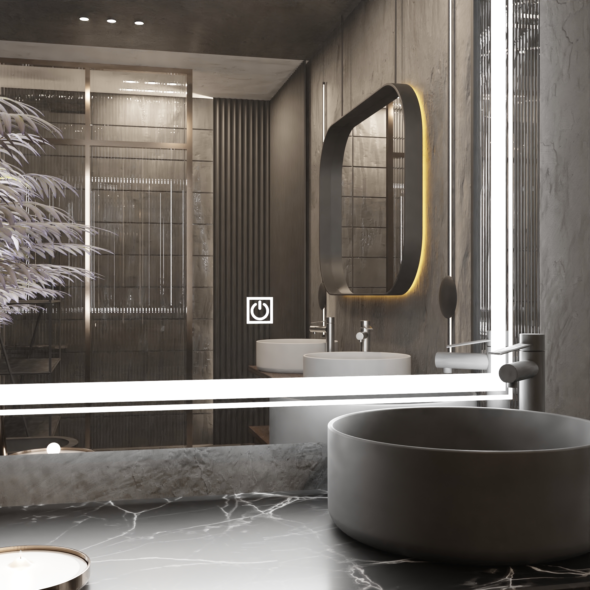 Pasqyre Modeli Pin Minimalistic me Dekor LED dhe Touch Sensor