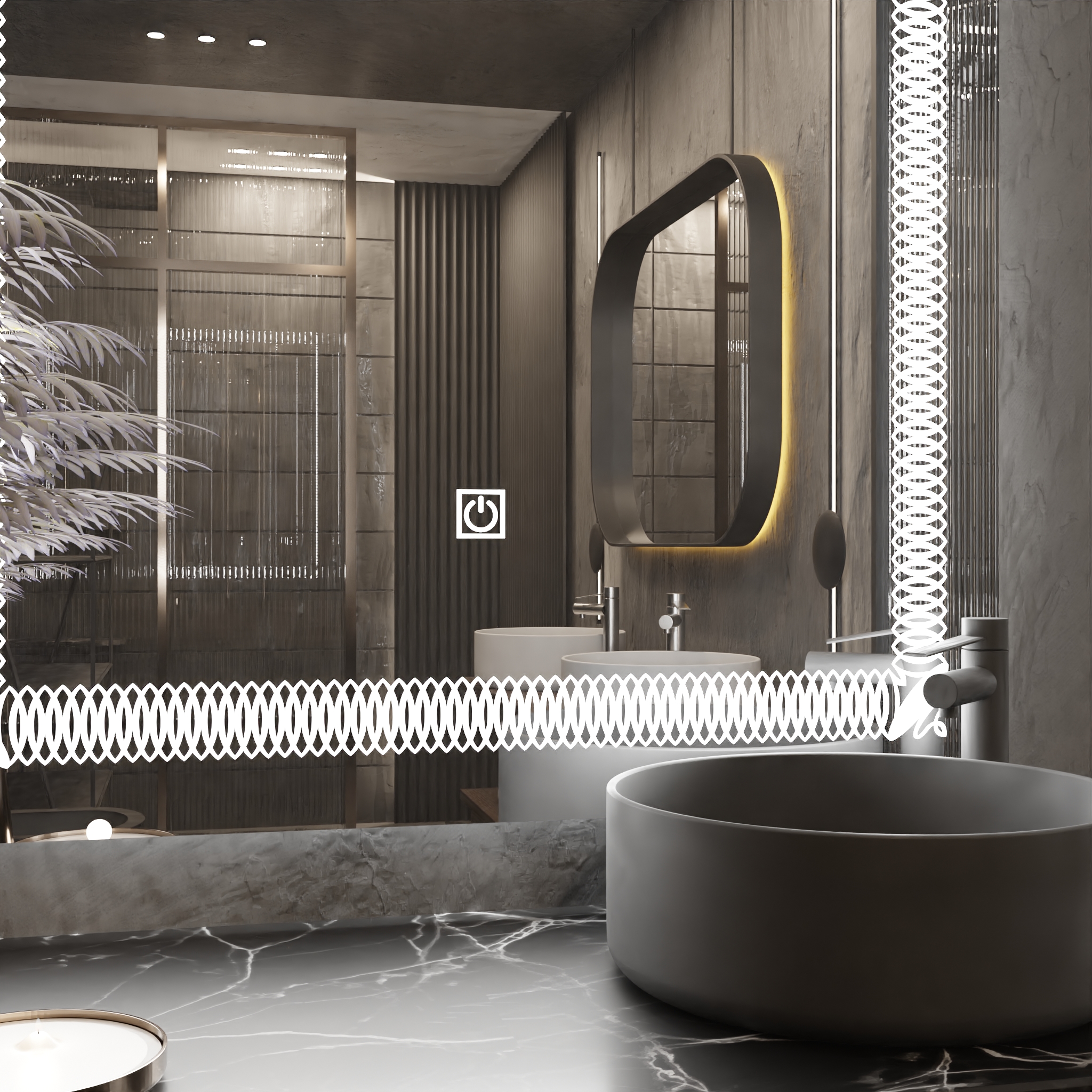 Pasqyre Modeli Ornamental 003.3 me Dekor LED dhe Touch Sensor