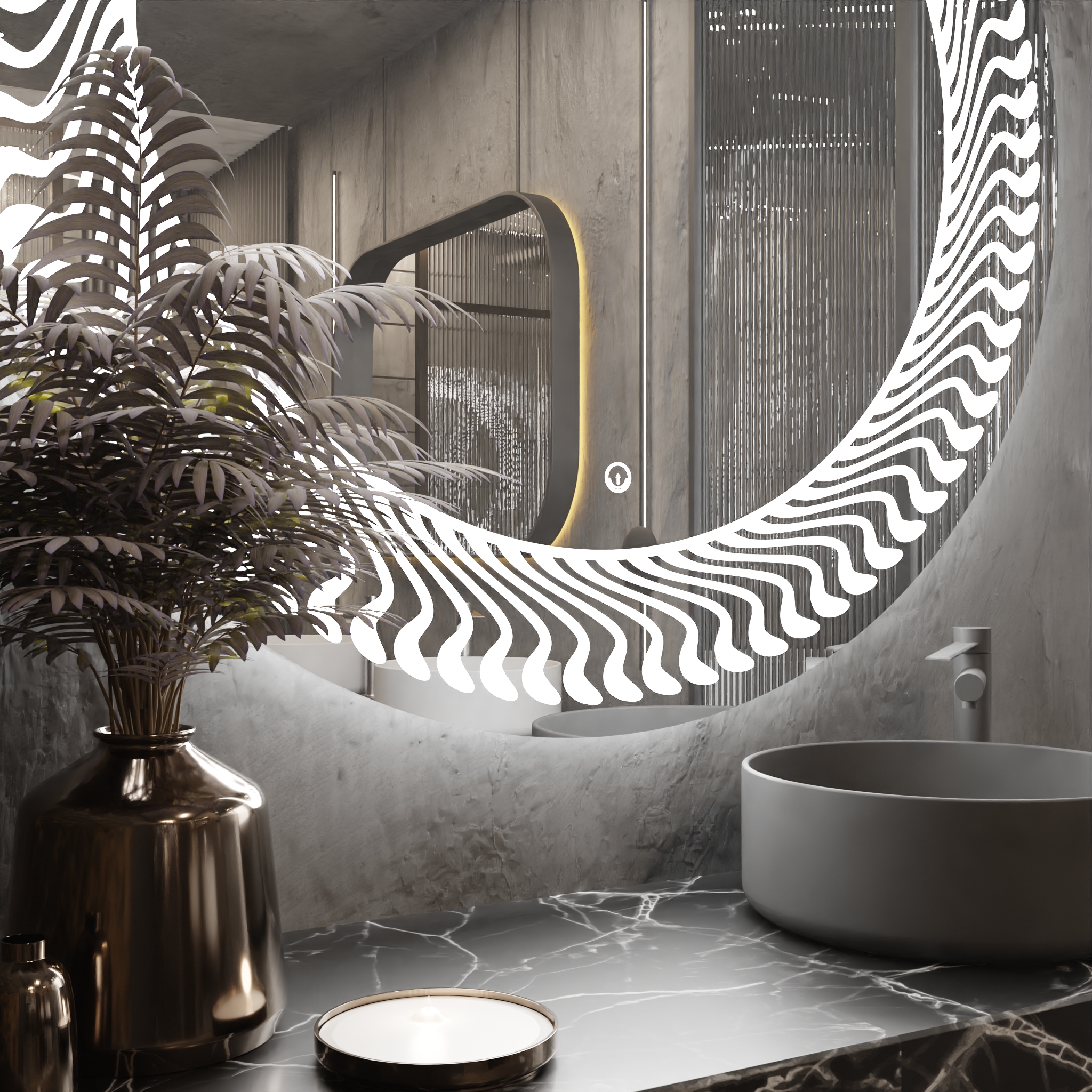 Pasqyre Rrethore Modeli Redmi me Dekor LED dhe Touch Sensor