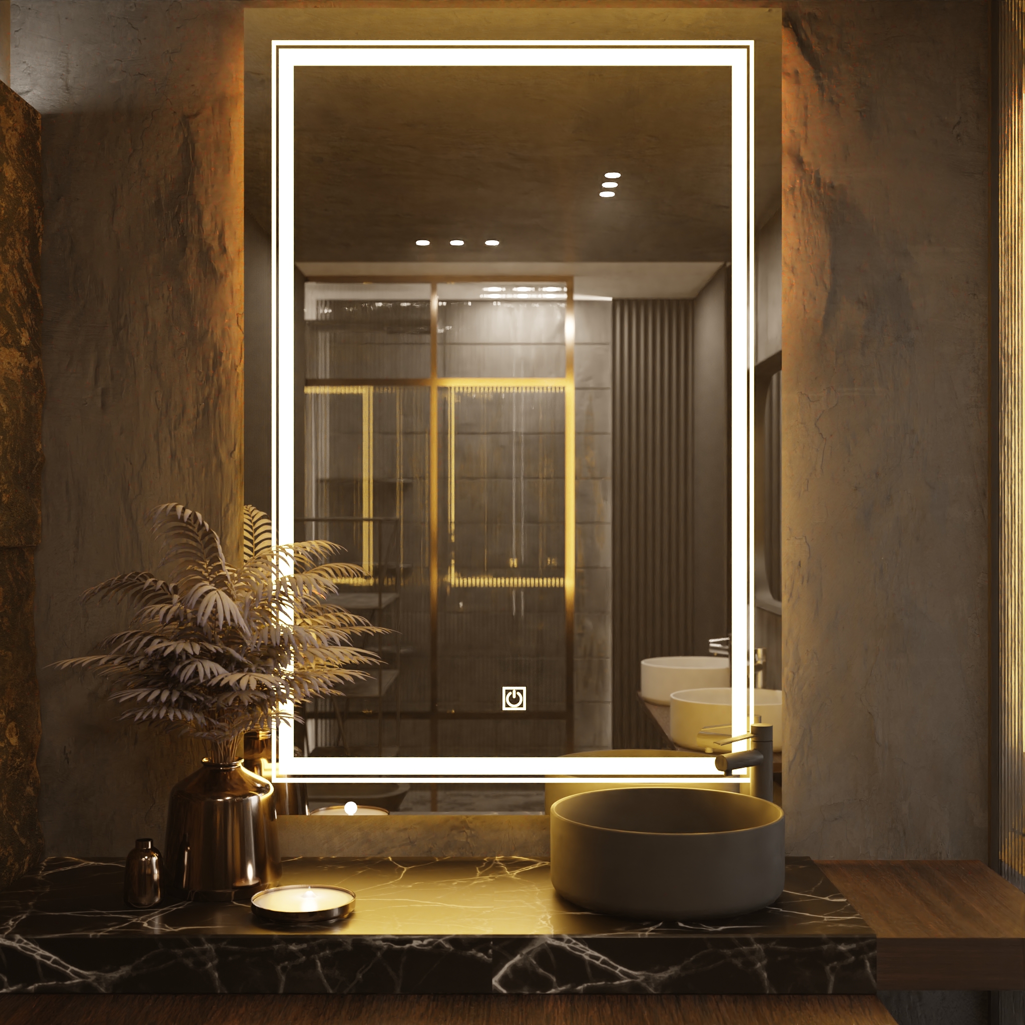 Pasqyre Modeli Pin Minimalistic me Dekor LED dhe Touch Sensor