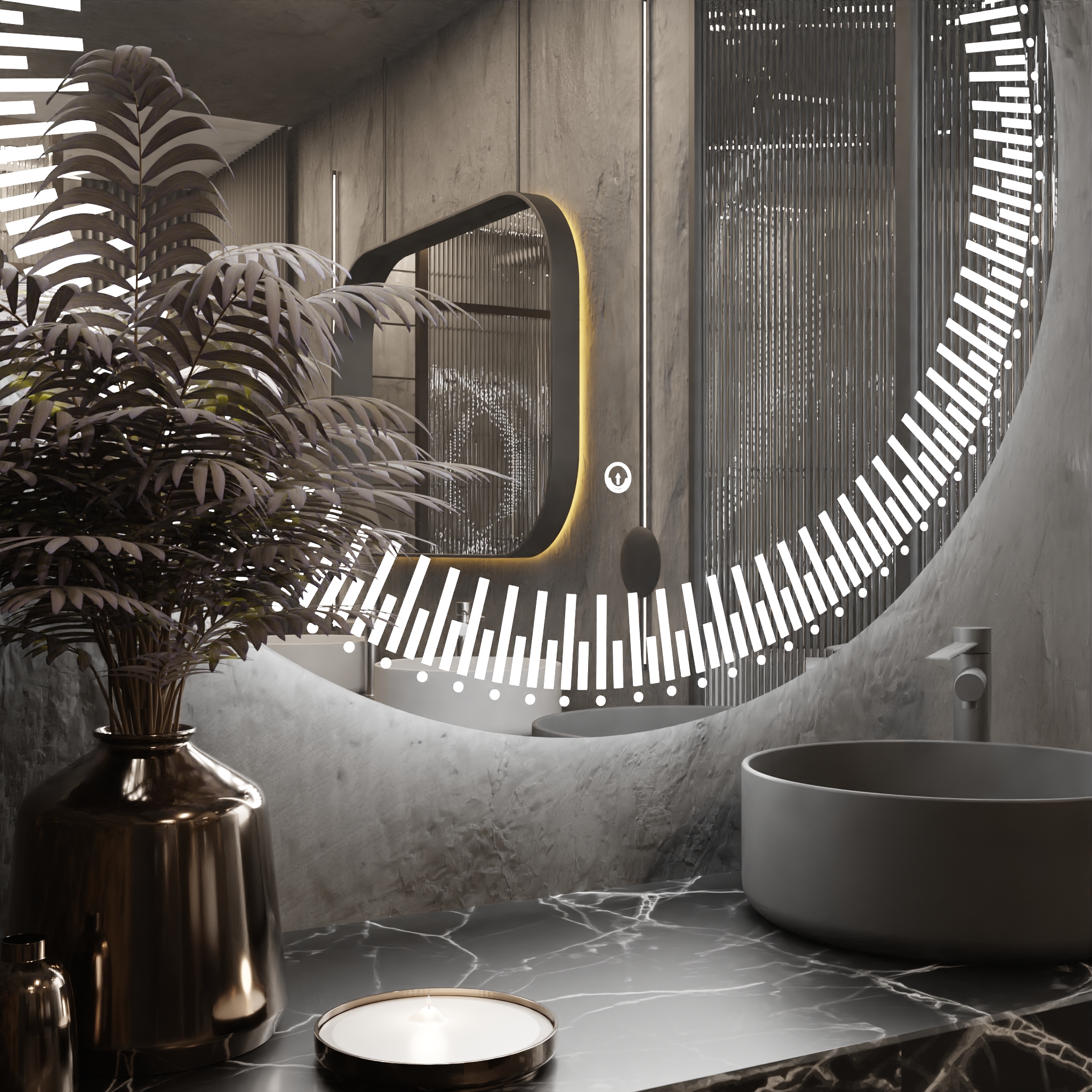 Pasqyre Rrethore Modeli "i" me Dekor LED dhe Touch Sensor