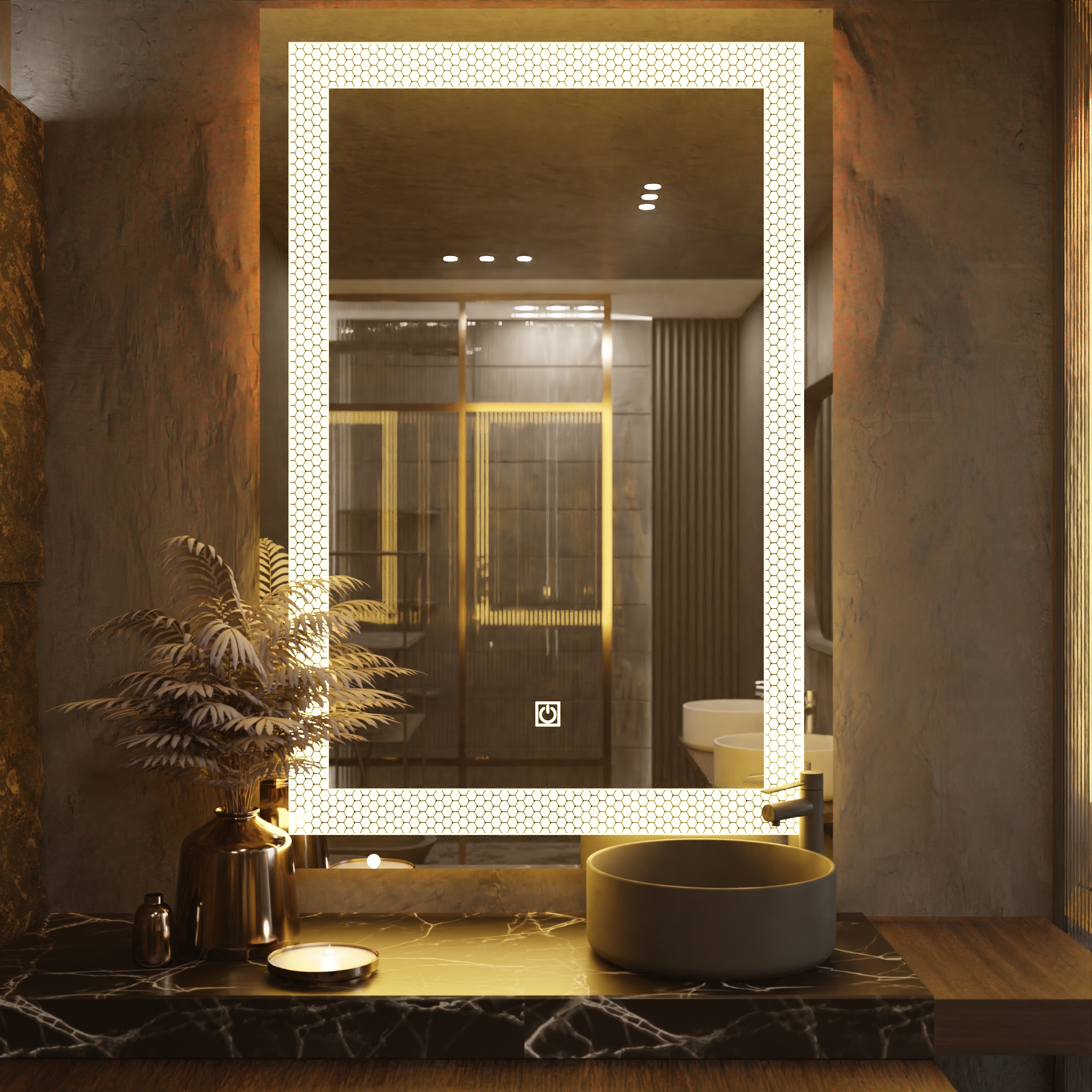 Pasqyre Modeli 6Kendesh me Dekor LED dhe Touch Sensor