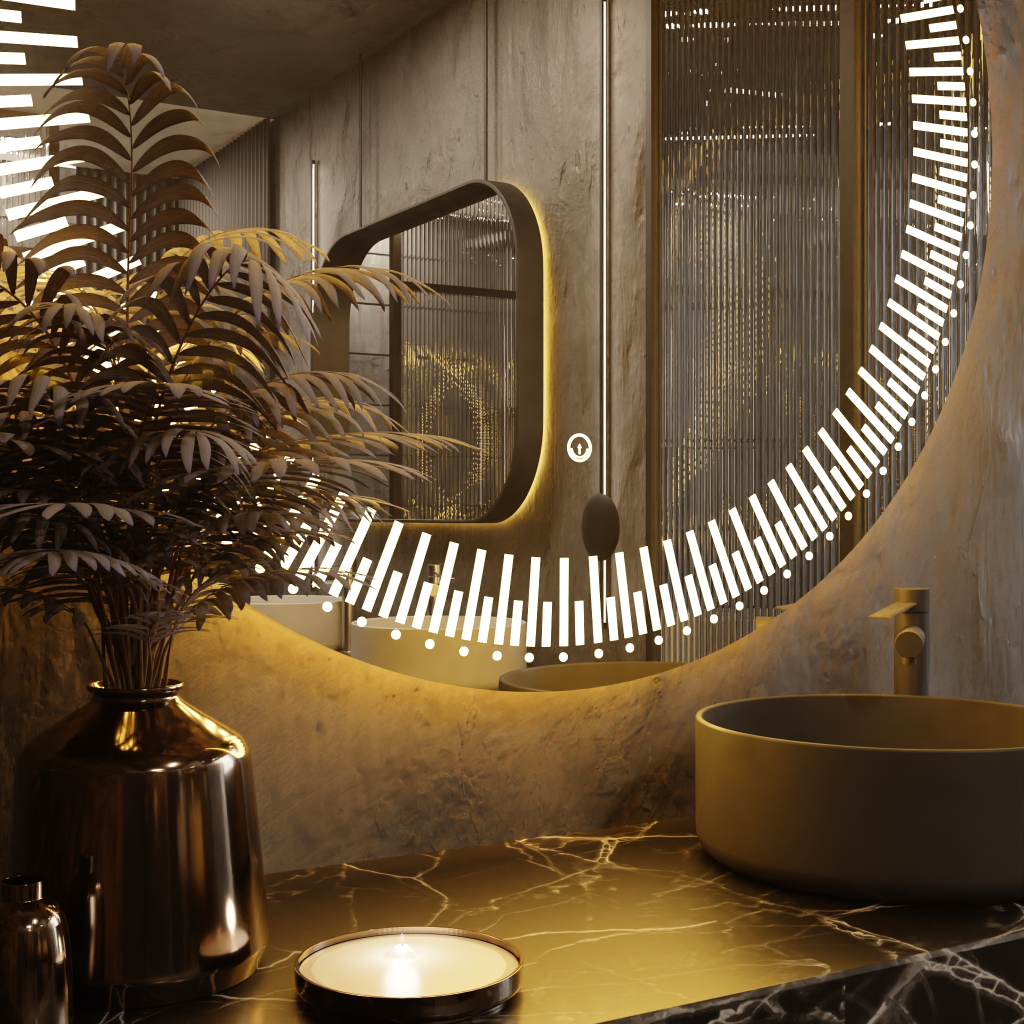 Pasqyre Rrethore Modeli "i" me Dekor LED dhe Touch Sensor