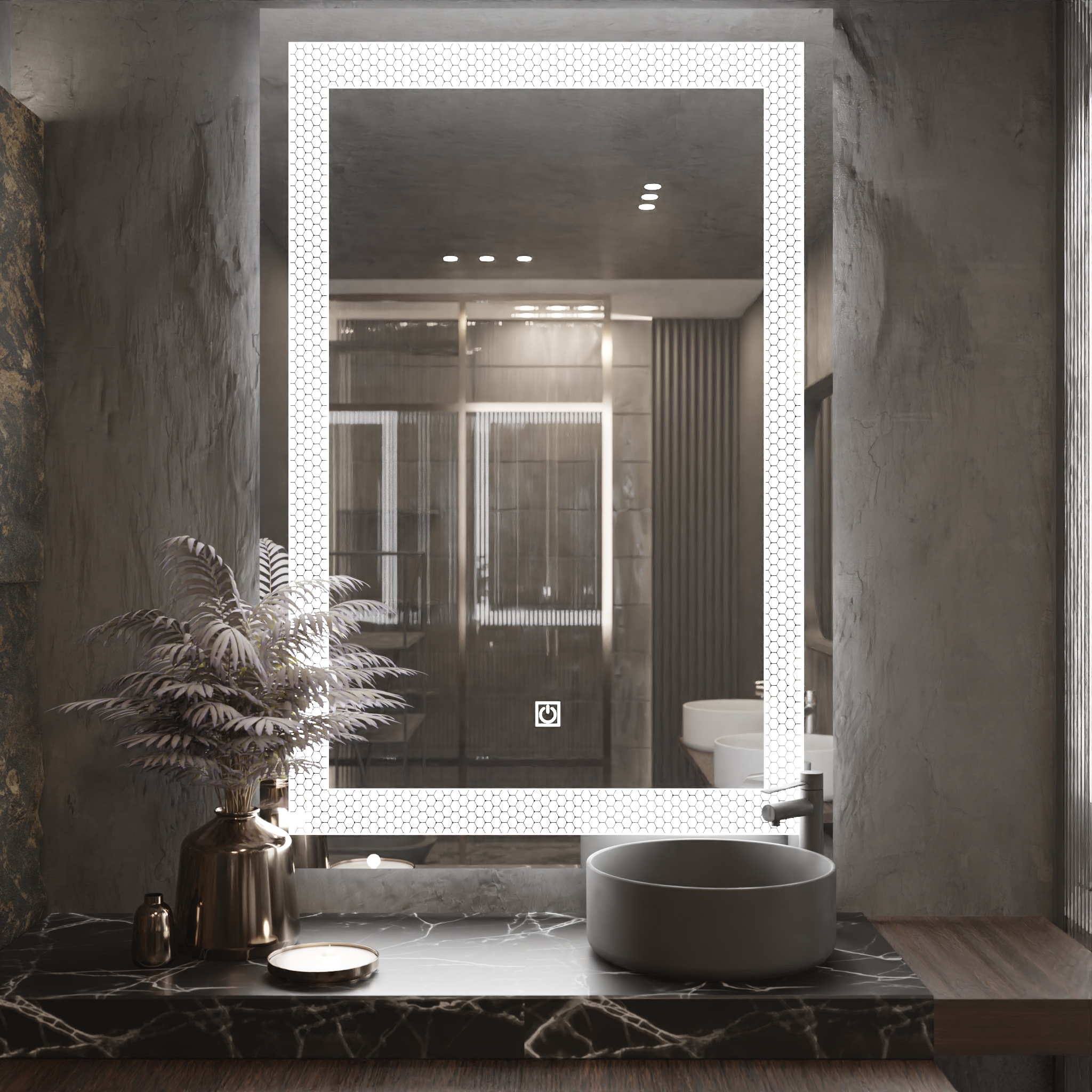 Pasqyre Modeli 6Kendesh me Dekor LED dhe Touch Sensor