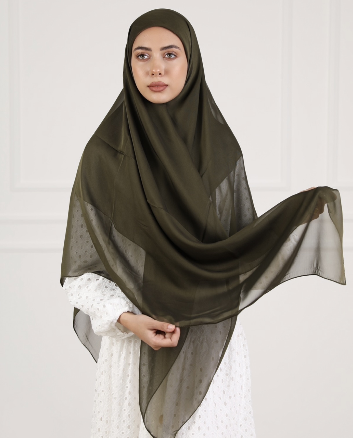 Olive Green Chiffon echarp