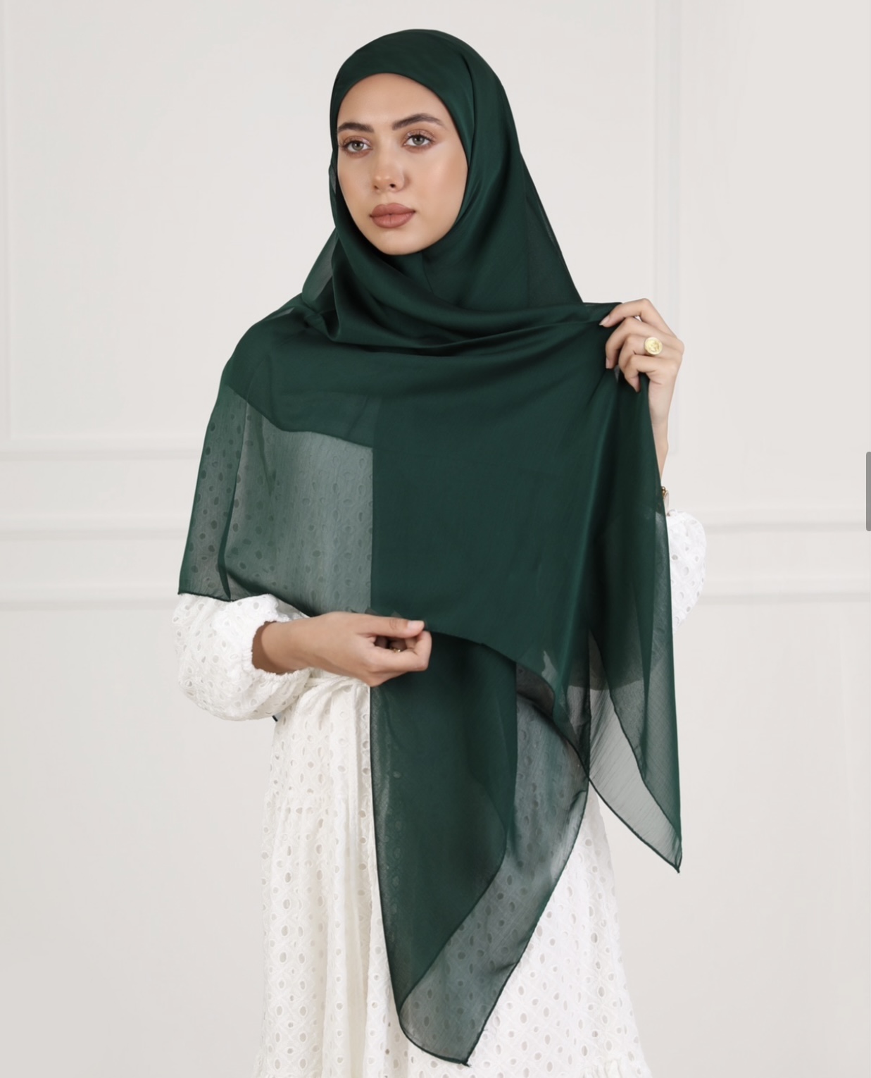 Dark Green Chiffon echarp